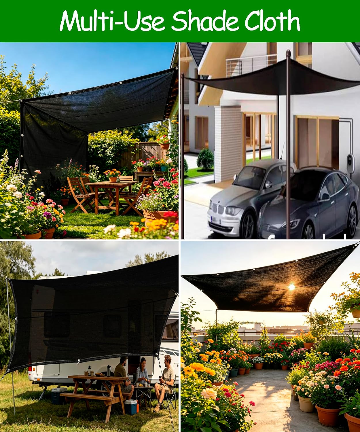 Thumbnail 6 de 90% Black Shade Cloth 3m x 4.3m: High-Density Garden Shade with Grommets