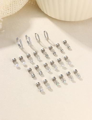 Thumbnail 6 de MOGASA 12 Pairs Hypoallergenic Surgical Steel Flat Back Earrings for Women