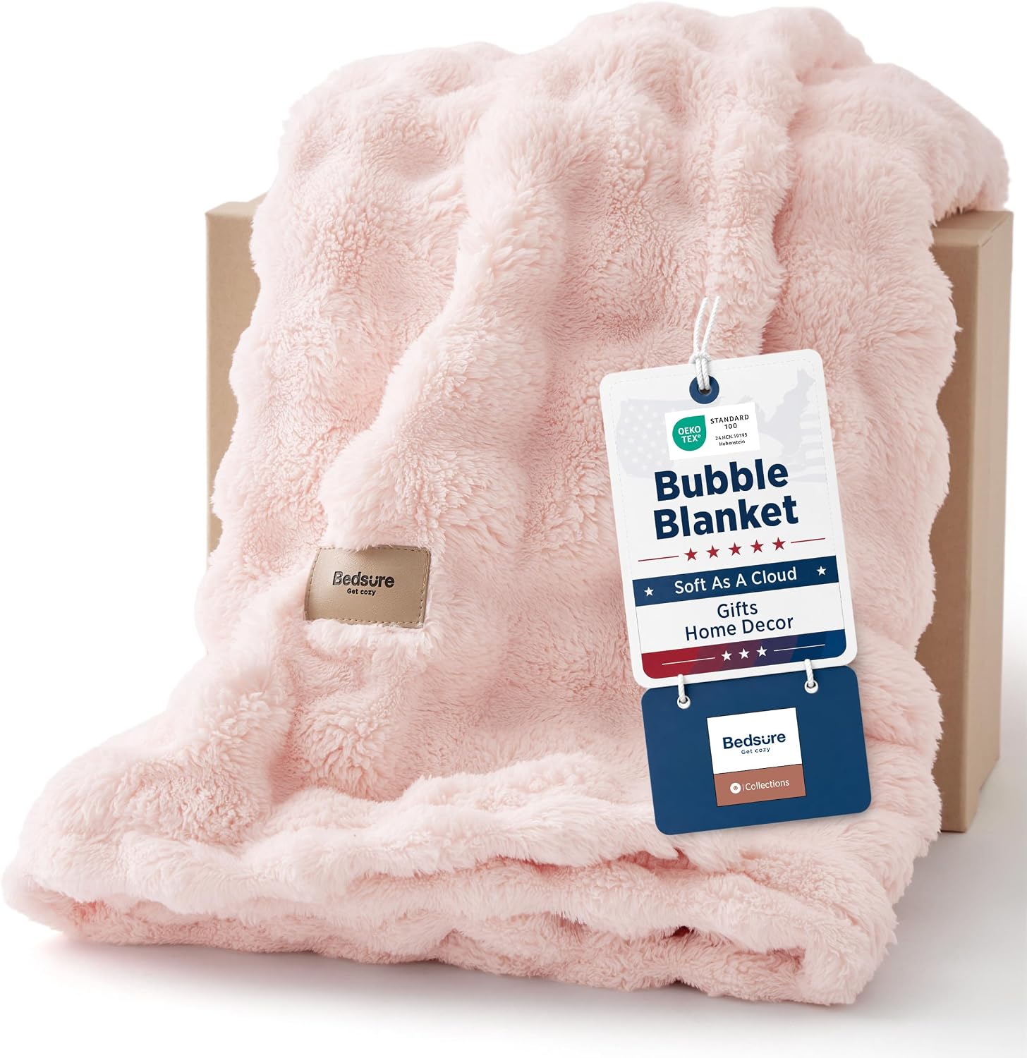 Detalle de Bedsure 3D Bubble Throw Blanket, Crystal Pink, 50" x 60
