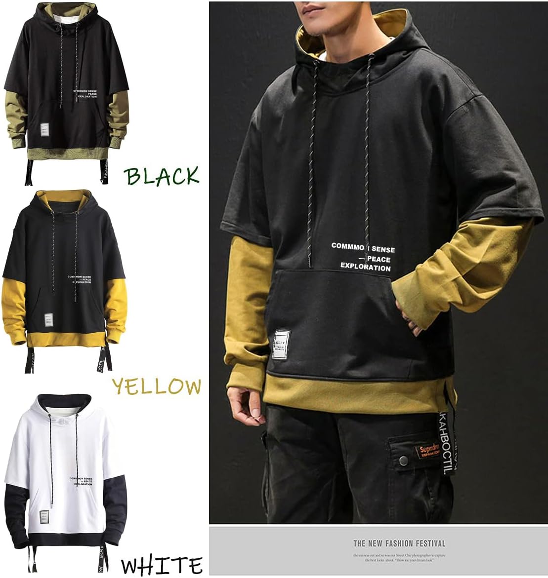 Detalle 2 de Moshtashio Sudadera con Capucha Patchwork 5XL