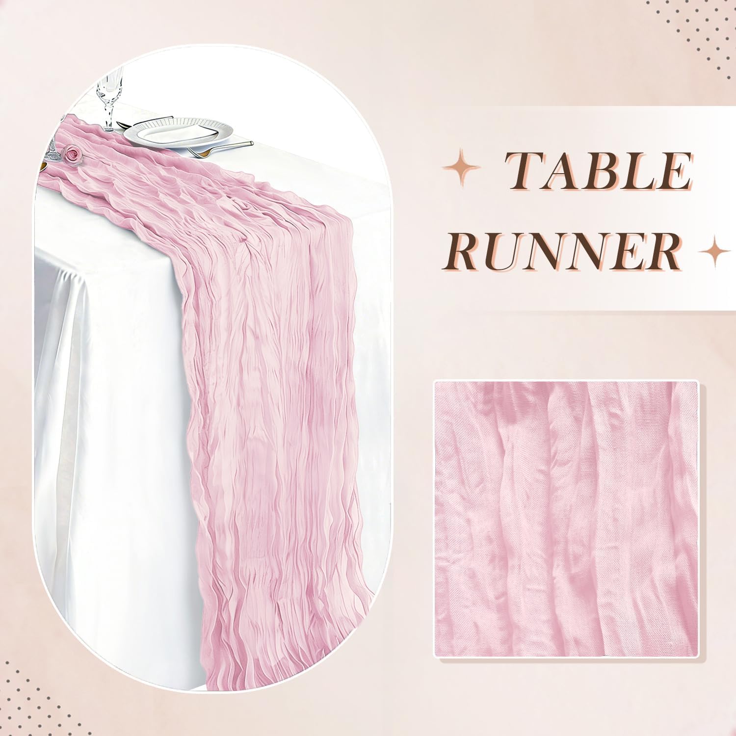 Detalle de 3 Pack Light Pink Cheesecloth Table Runners – 21 x 120 Inches Boho Gauze Sheer