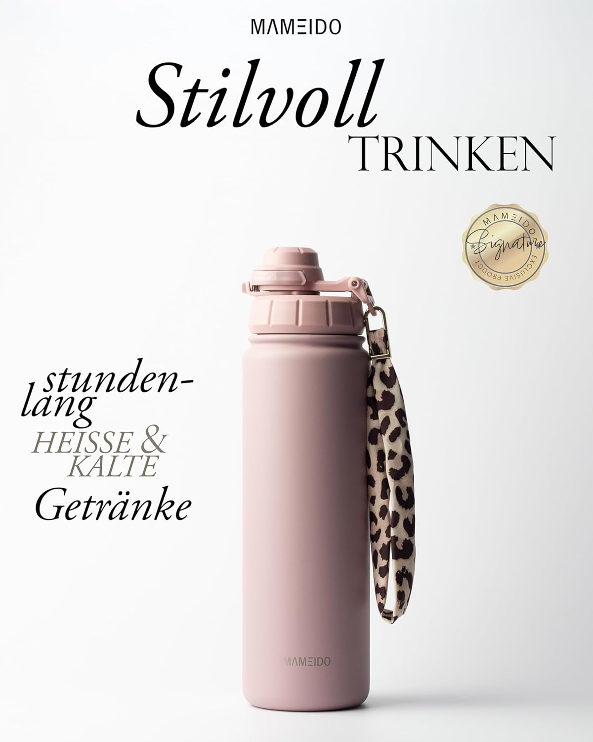 Thumbnail 1 de MAMEIDO Thermosflasche mit Strohhalm (700 ml) – auslaufsichere Edelstahl-Trinkflasche isoliert, BPA-frei