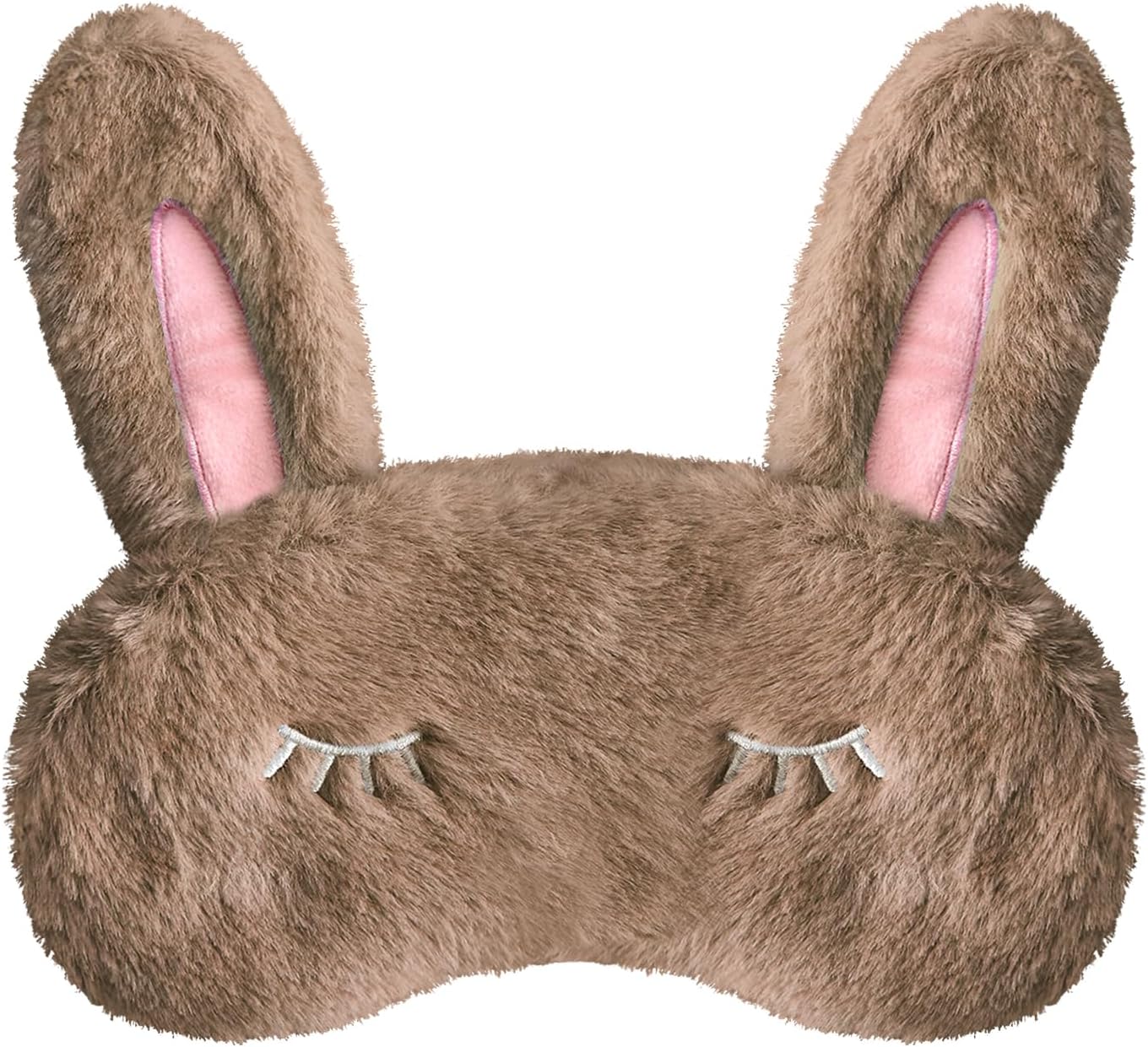 VerteLife Sleep Mask Cute Bunny 3D Animal Eye Mask (Soft Plush Blindfold, Brown)