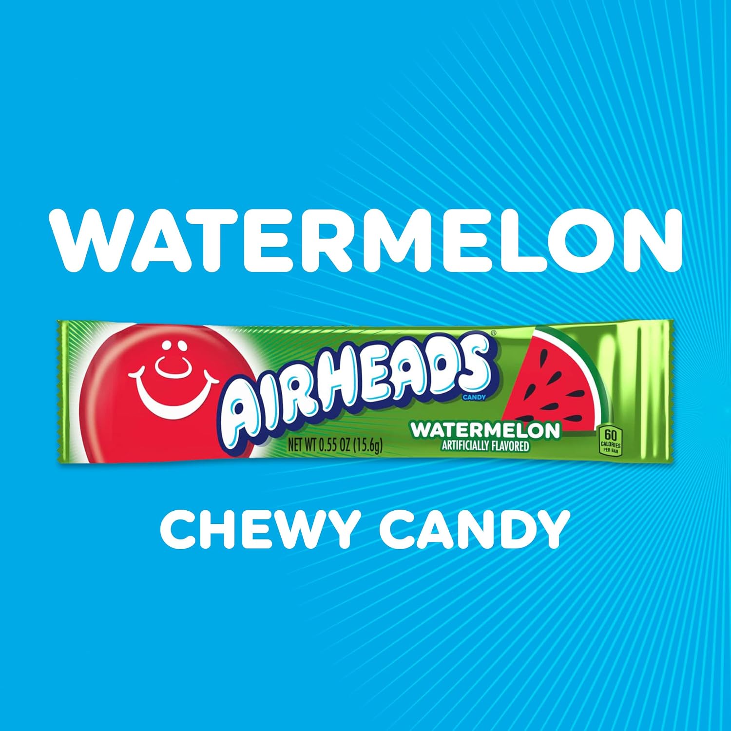 Detalle de Airheads 73390002039 Watermelon Taffy Bars, 36 Individually Wrapped