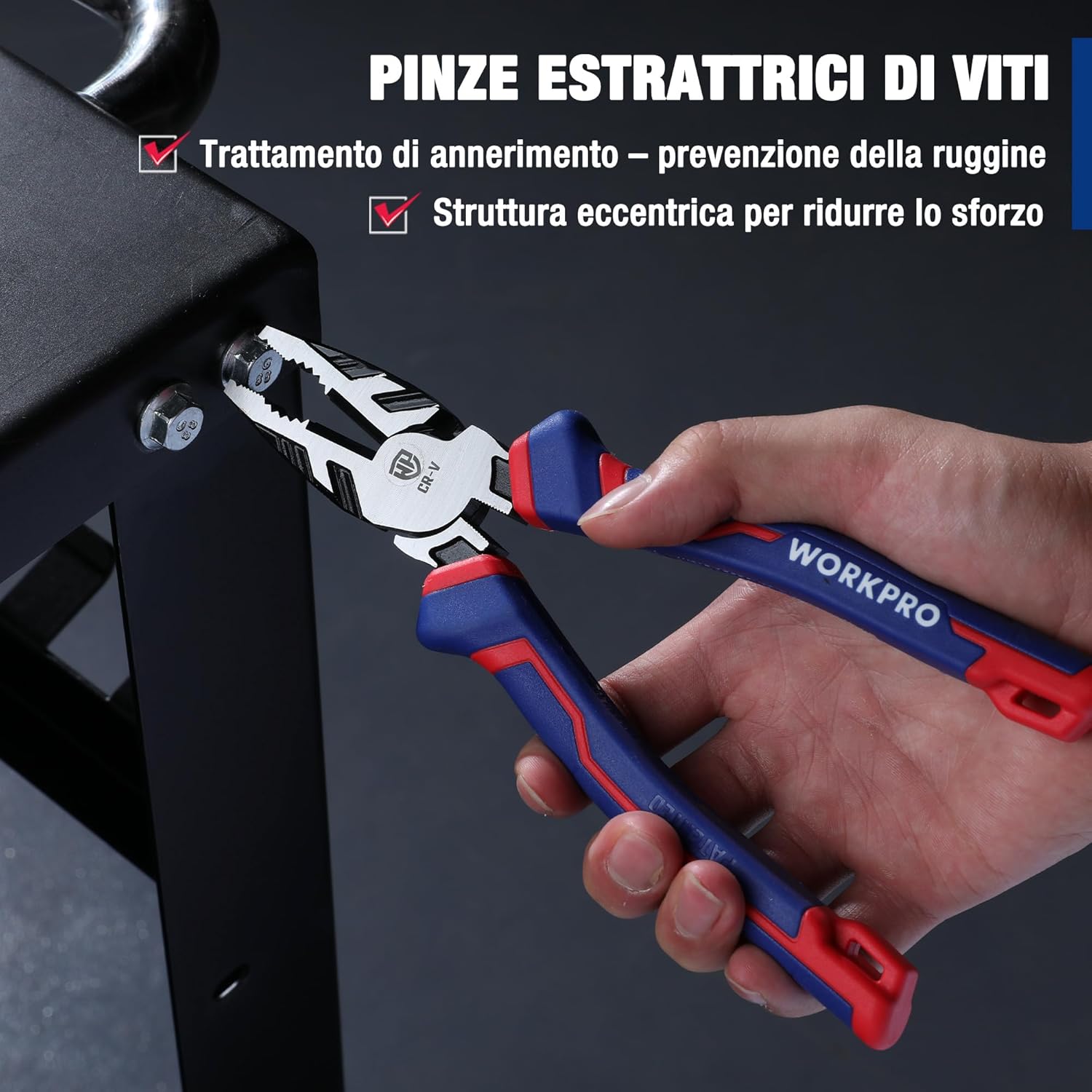 Thumbnail 4 de WORKPRO pinza combinata 200 mm in Cr-V, 4 in 1 con taglierina ed estrattore per viti