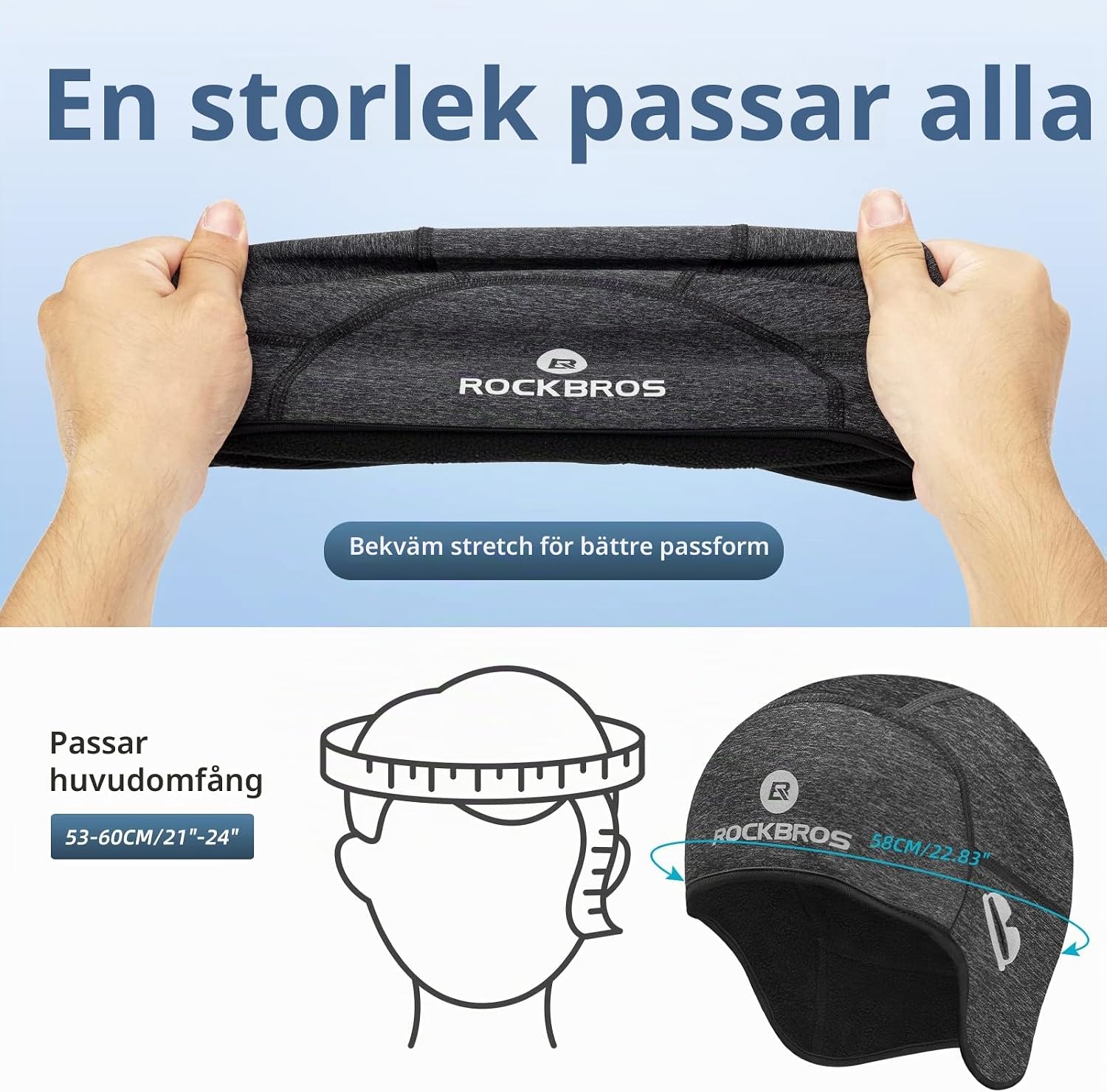 Thumbnail 5 de ROCKBROS cykelmössa för vinterbruk, vindtät med öppningar för glasögon