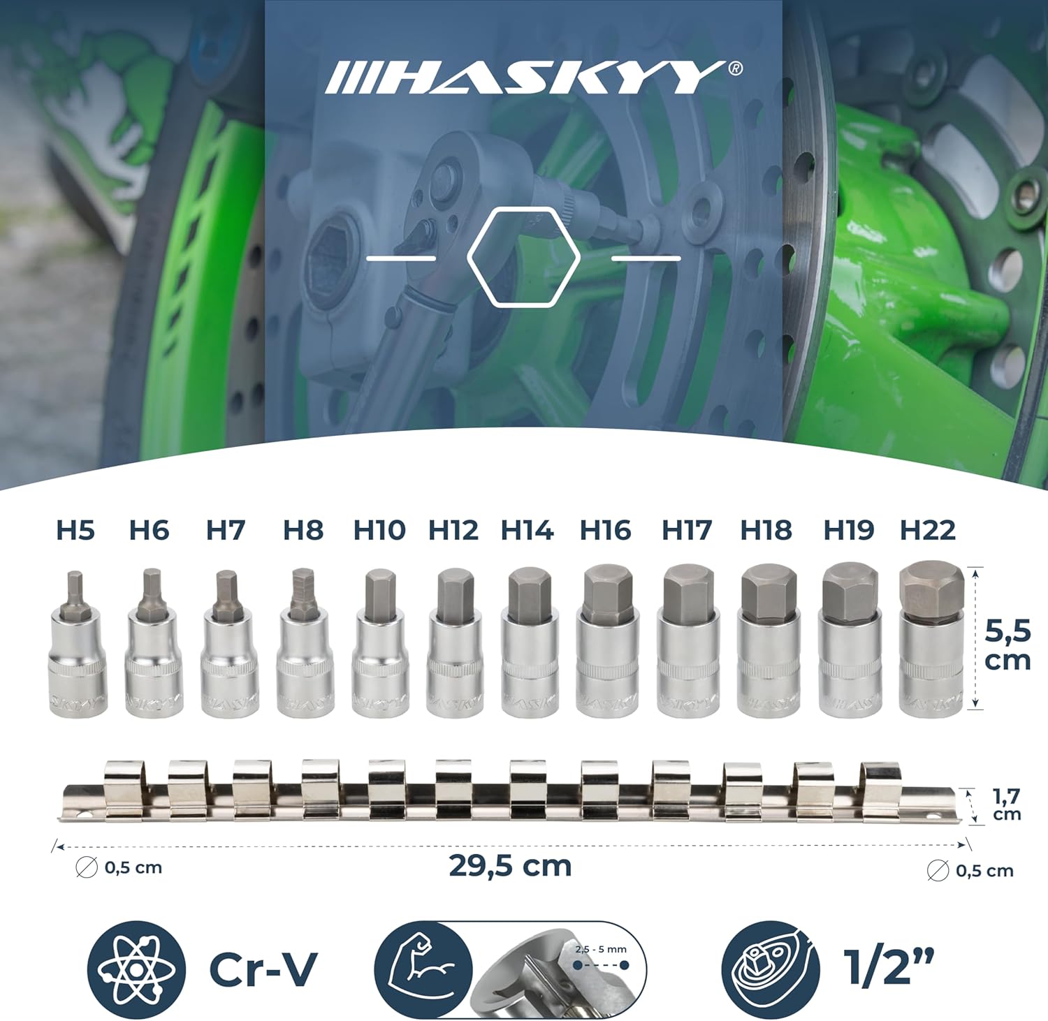 Thumbnail 2 de HASKYY llaves hexagonales 1/2" 12 piezas