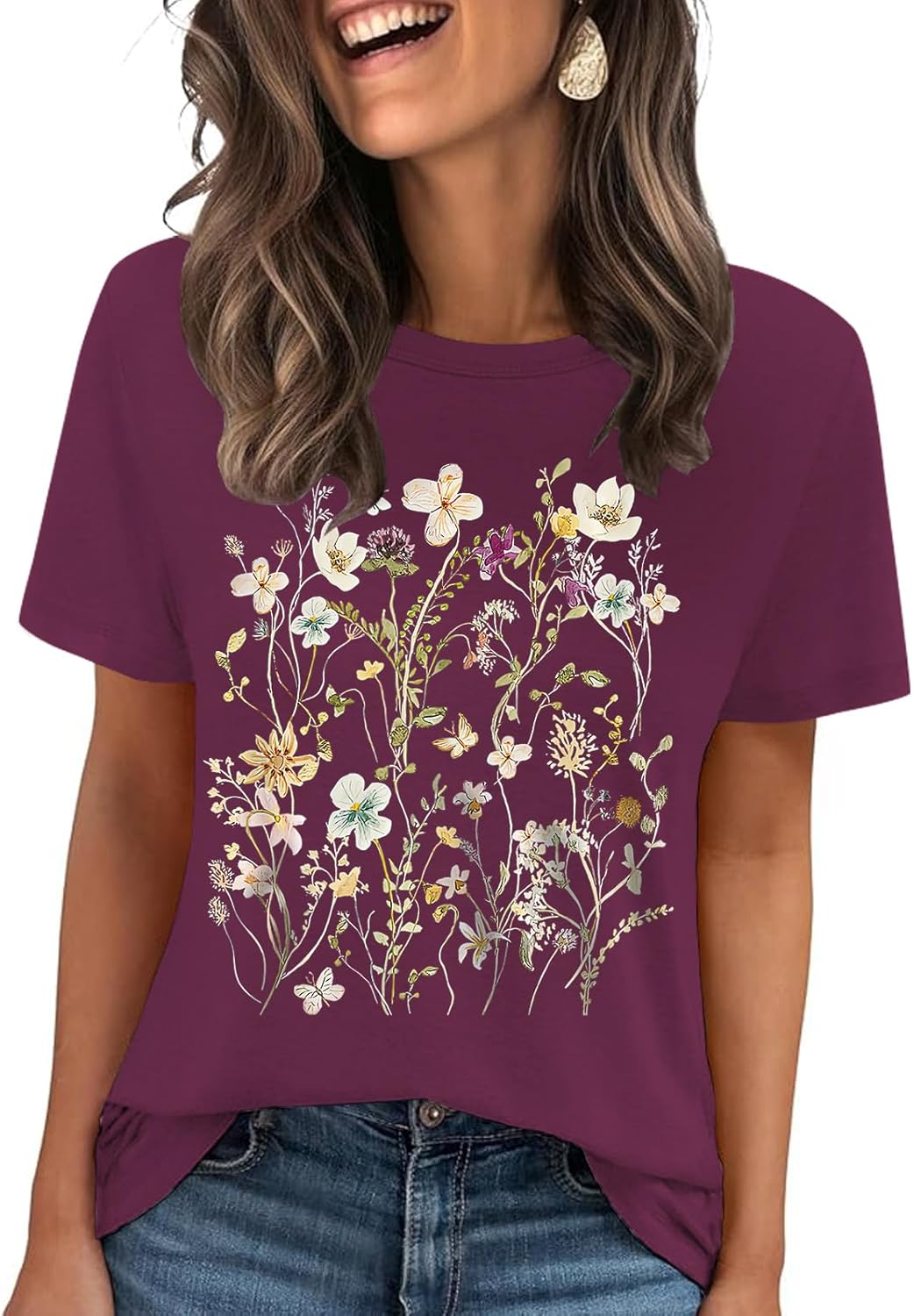 Thumbnail 6 de Cuptacc Damen T-Shirt Rundhals Kurzarm – Sommer Basic in Einfarbigem Design