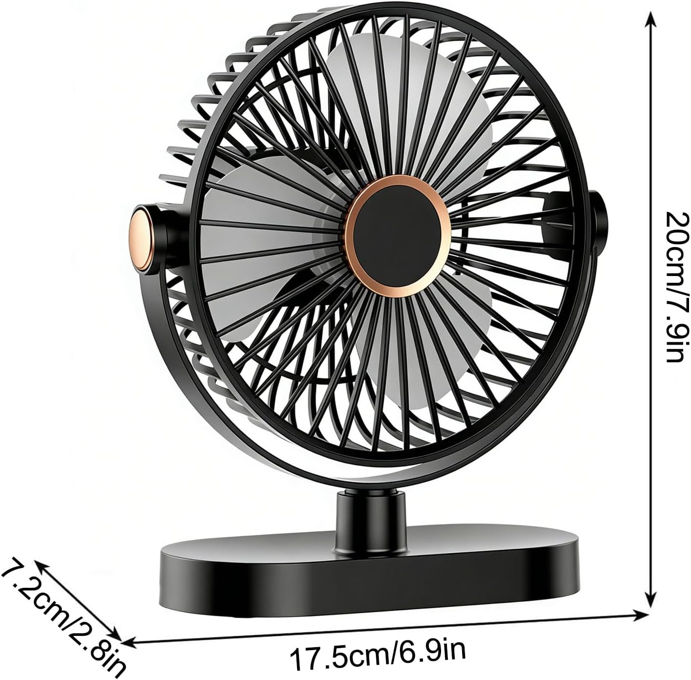 Detalle 2 de USB Desk Fan with Night Light — Small, Quiet, 5 Speeds and 720° Rotation