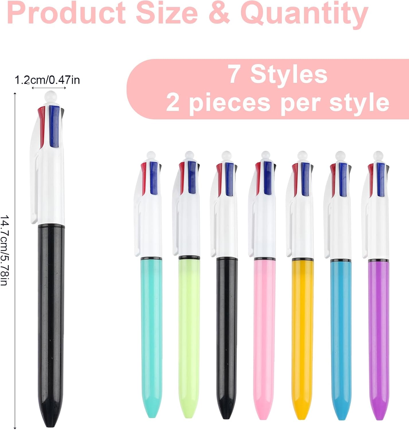 Detalle de Maxmoc 4 Colour Pen: 14‑Pack Multicolour Retractable 4‑in‑1 Ballpoint Set