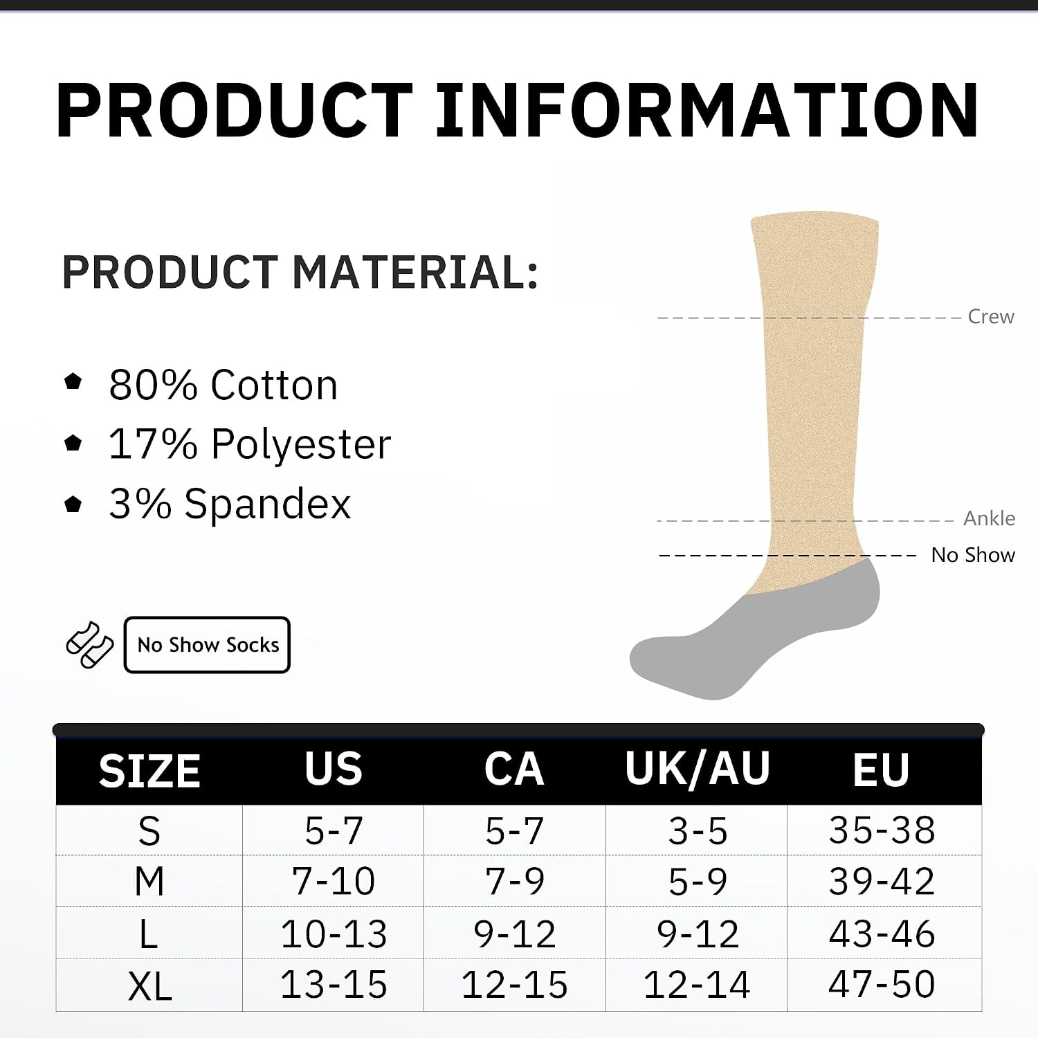 Thumbnail 6 de CLOSEMATE No-Show Ankle Socks, 6 Pairs, Cotton Blend with Silicone Heel Grips
