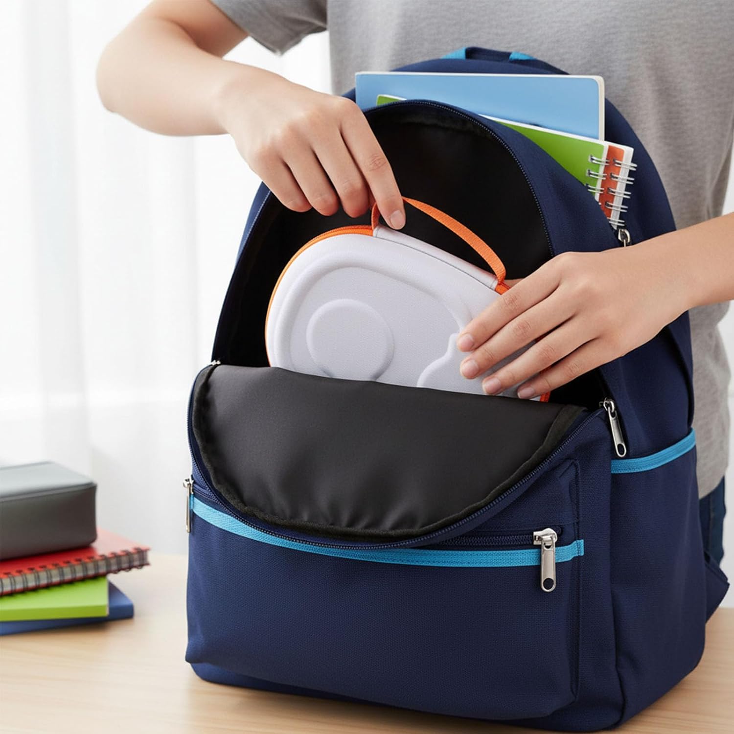 Detalle de worfty ヘッドホンケース JBL ジュニア 470NCほか対応 EVAハードシェル グレー×オレンジ