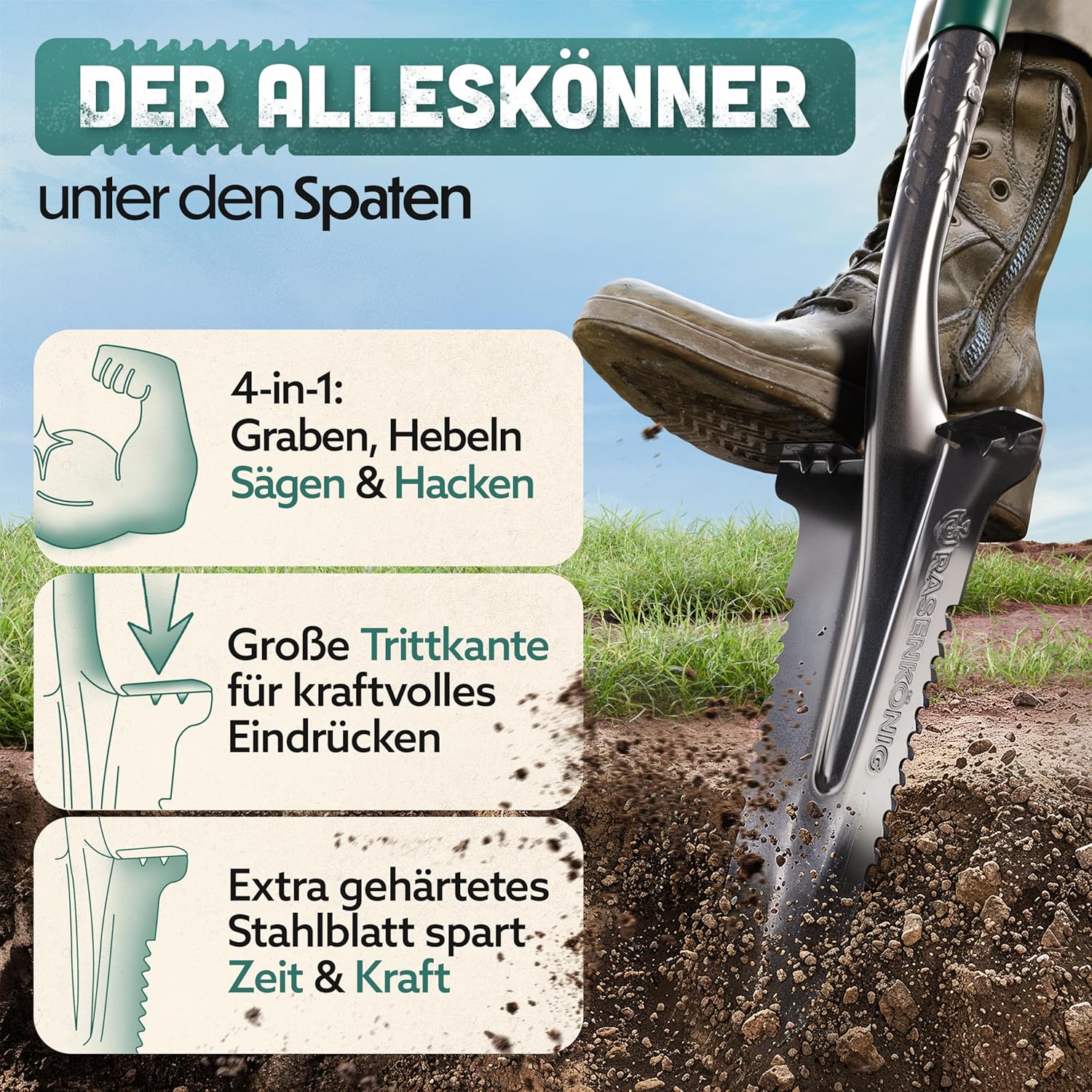 Thumbnail 1 de RASENKÖNIG Spaten Wurzelsäge Pro mit 20 Zähnen
