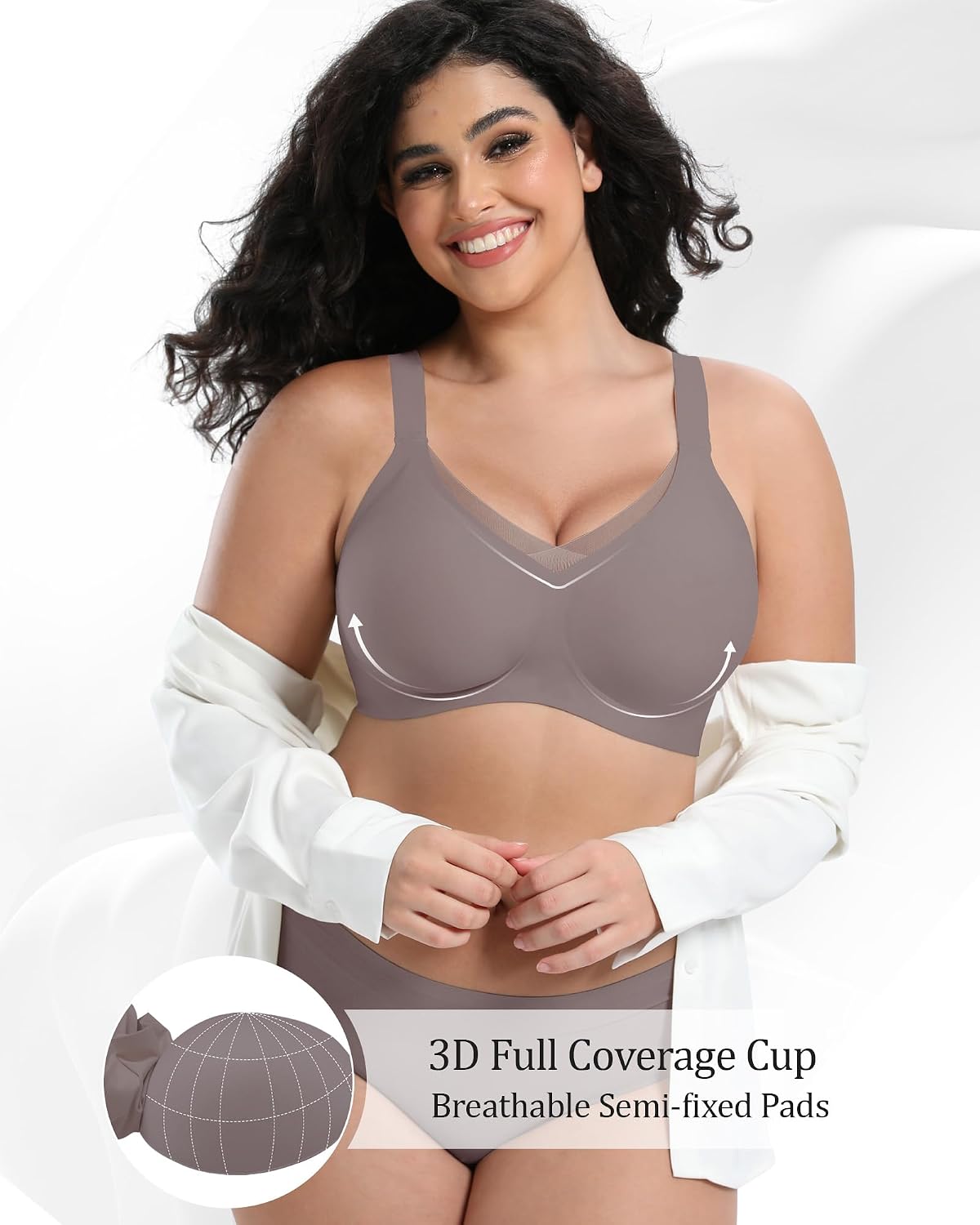 Thumbnail 2 de Gailife Women’s Wireless Jelly Bra, V-Mesh Detail, Full Coverage, No Underwire