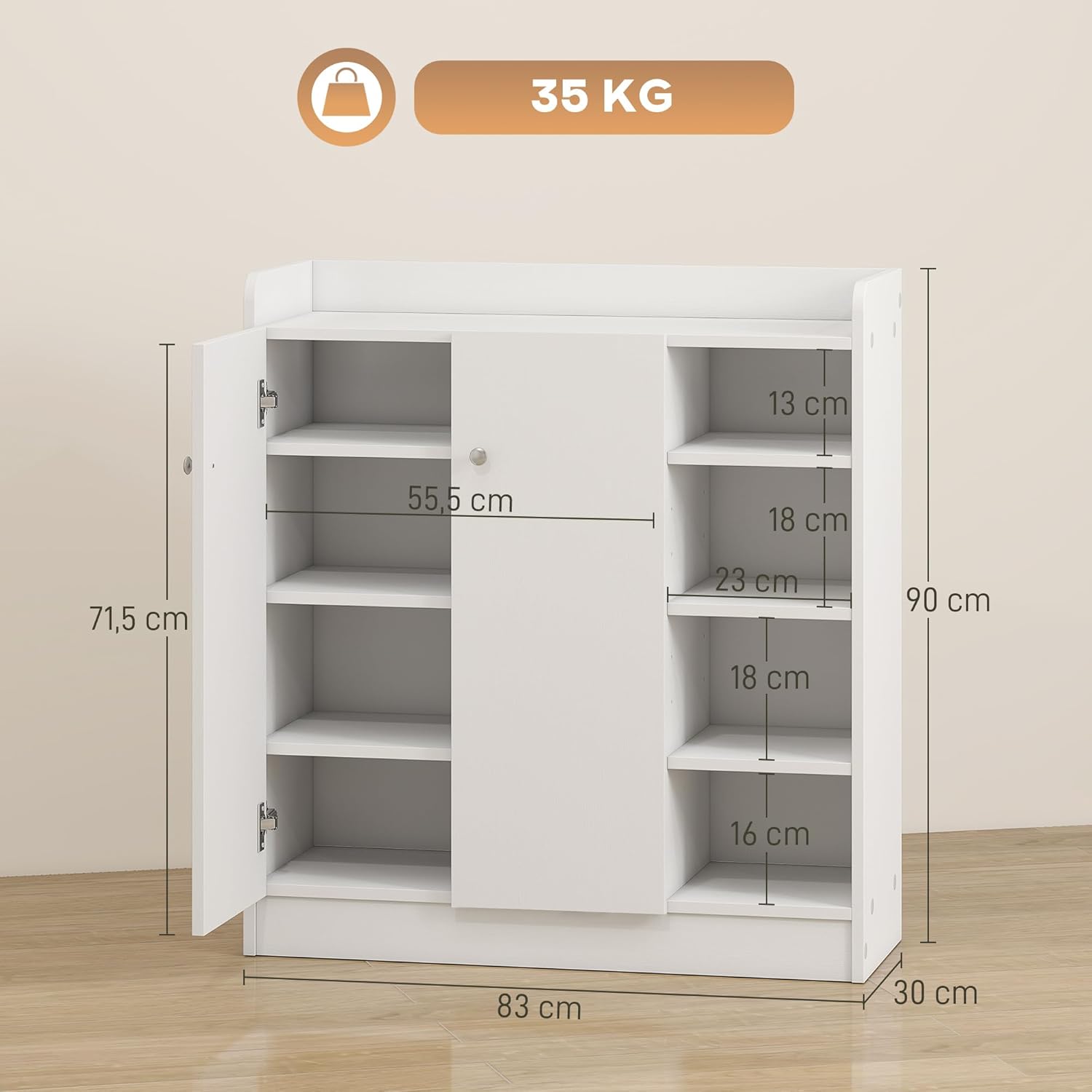 Thumbnail 2 de HOMCOM Mueble Zapatero 2 Puertas 12 pares