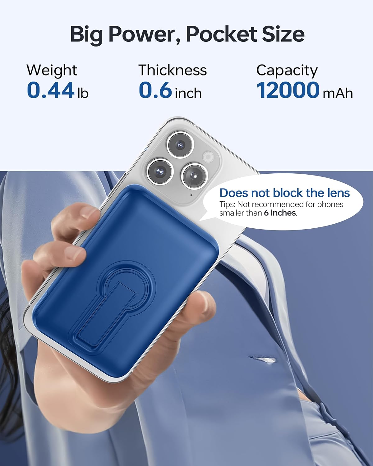 Detalle de Eissix MagSafe Power Bank 12000mAh with 22.5W PD Fast Charge and 360° Stand