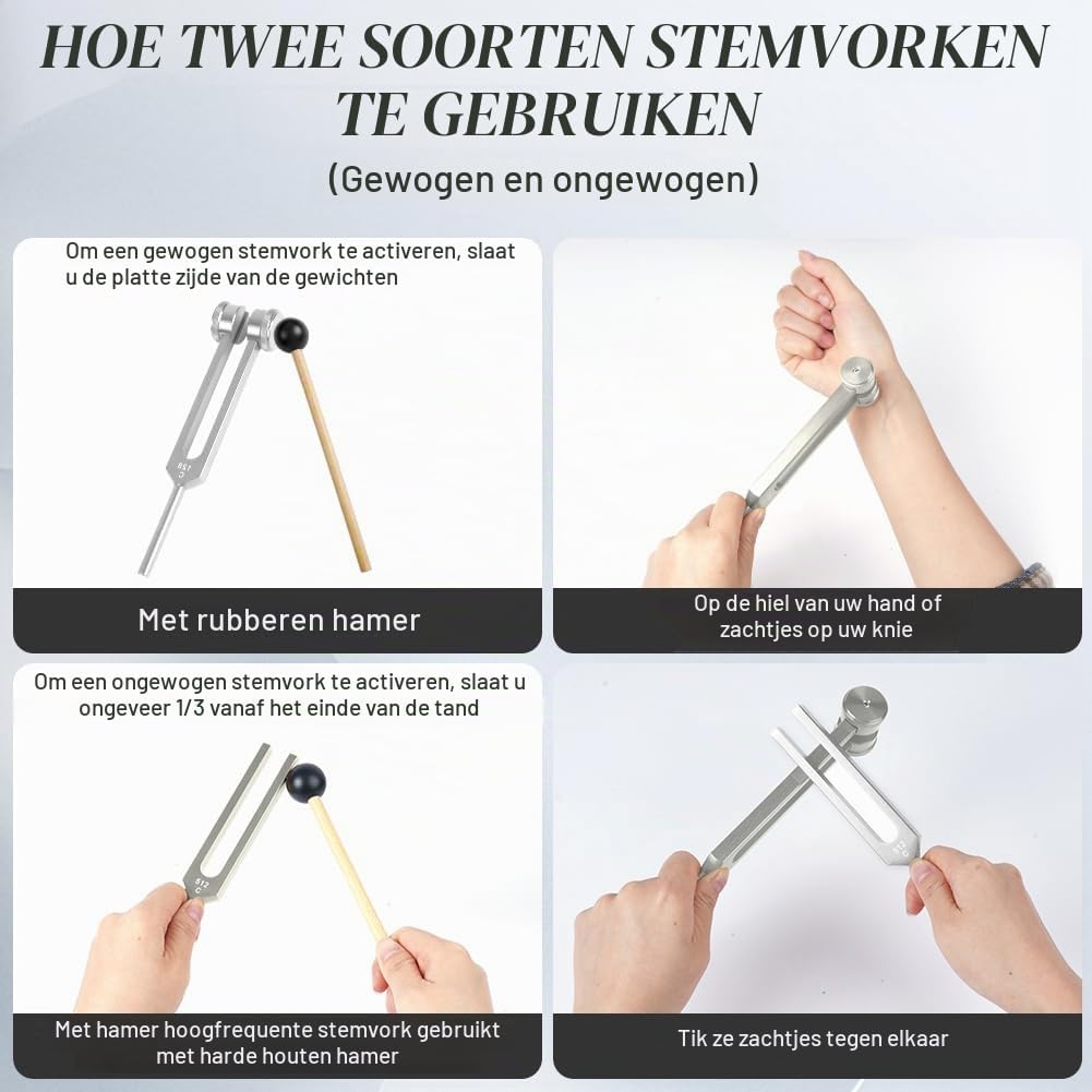 Thumbnail 6 de AOGOE 4563221 stemvork 128 Hz met aluminiumlegering en siliconen hamer