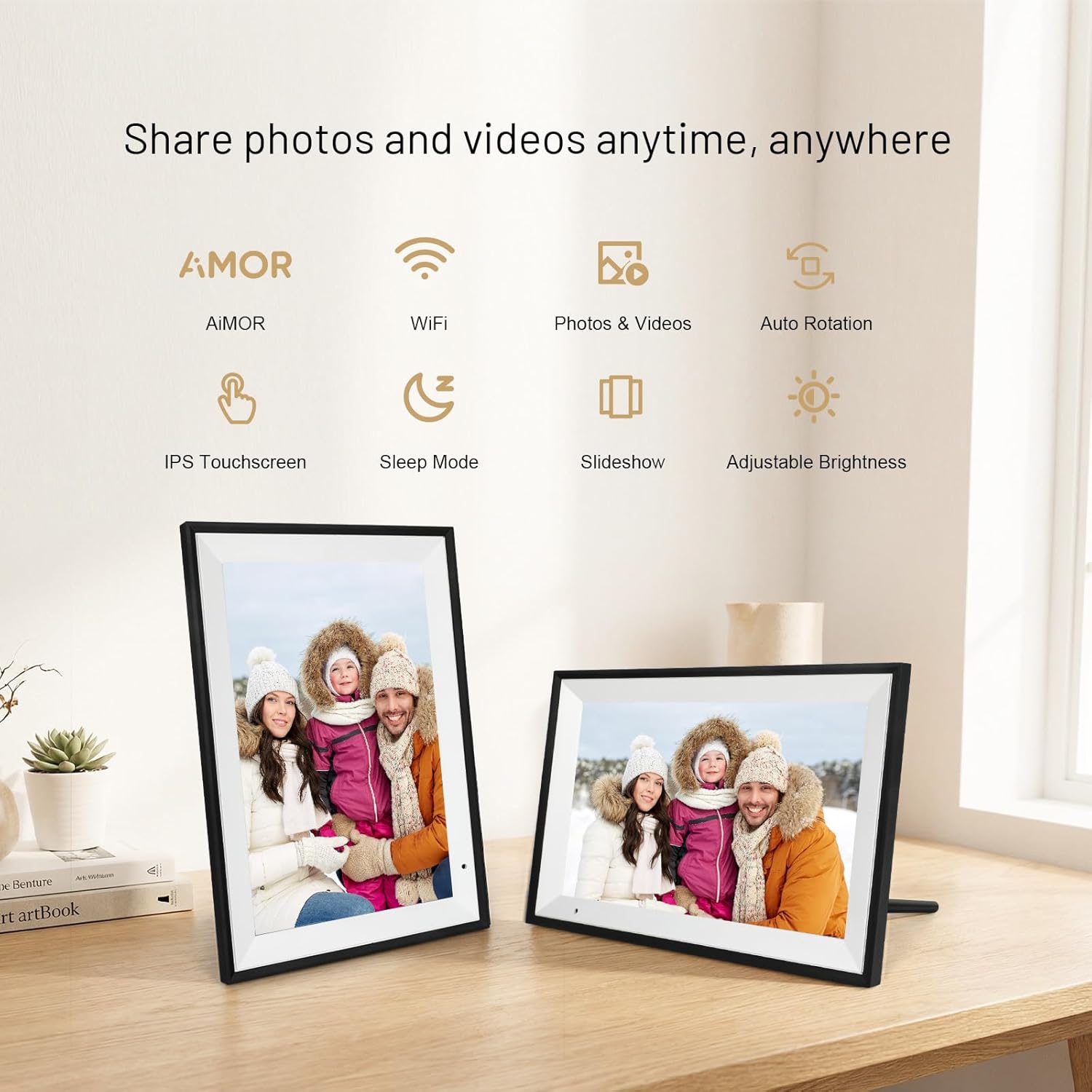 Thumbnail 1 de AEEZO Cadre photo numérique WiFi 10,1 pouces IPS (1280×800) 32 Go, mode sommeil, AiMOR