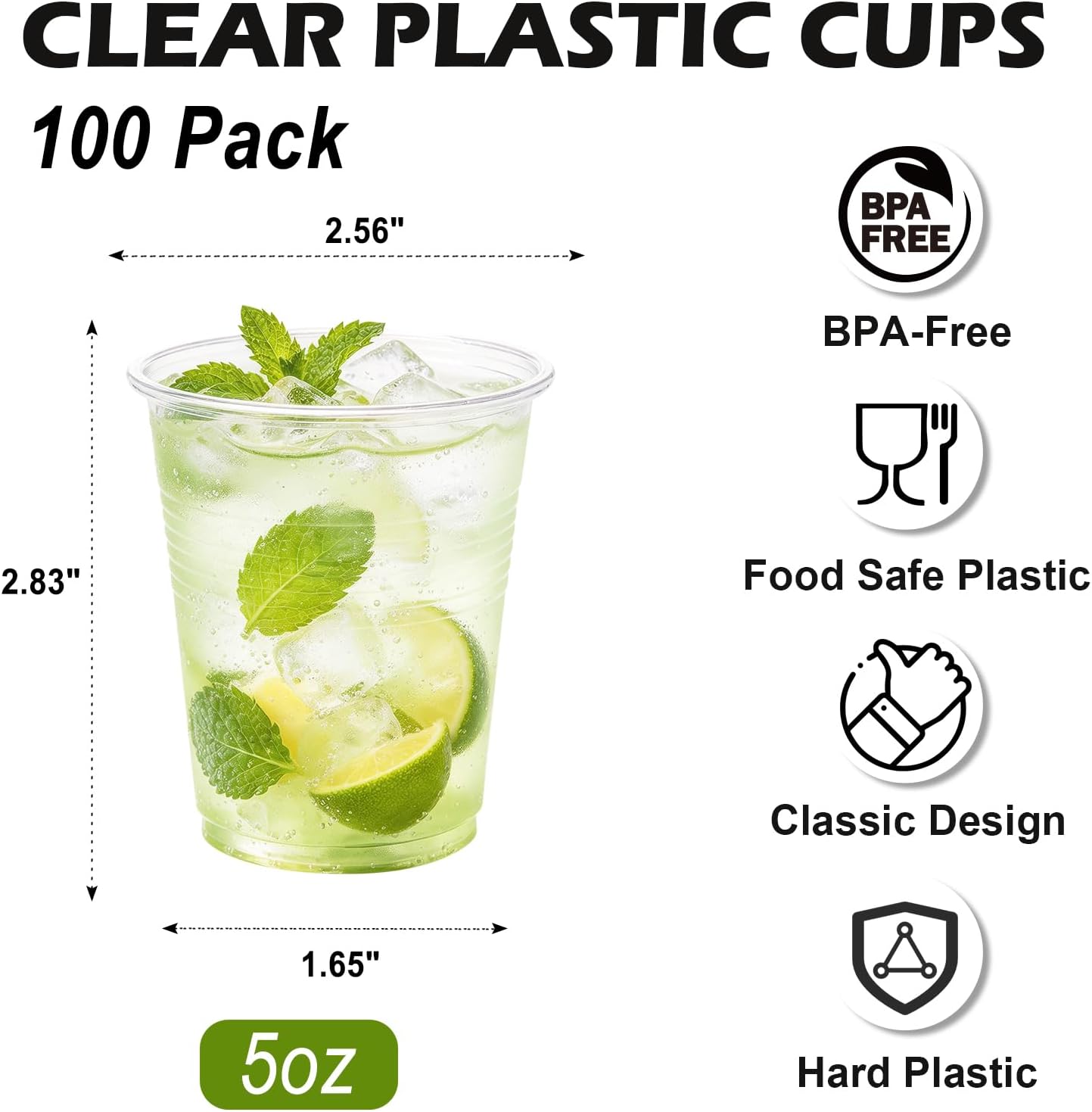 Thumbnail 1 de Lamosi 100 Pack 5 oz Disposable Cups — Clear, Wavy-Sided Party Cups for Every Occasion