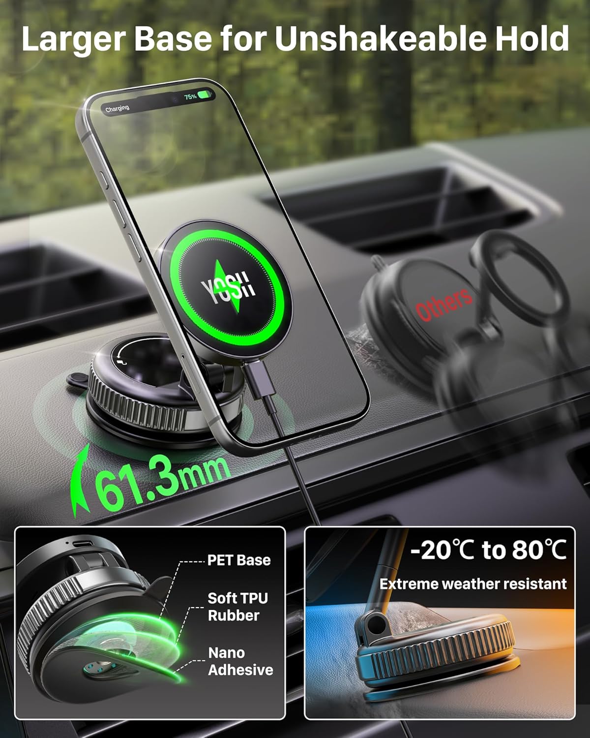 Thumbnail 4 de YOSH Magsafe Car Mount Charger 15W