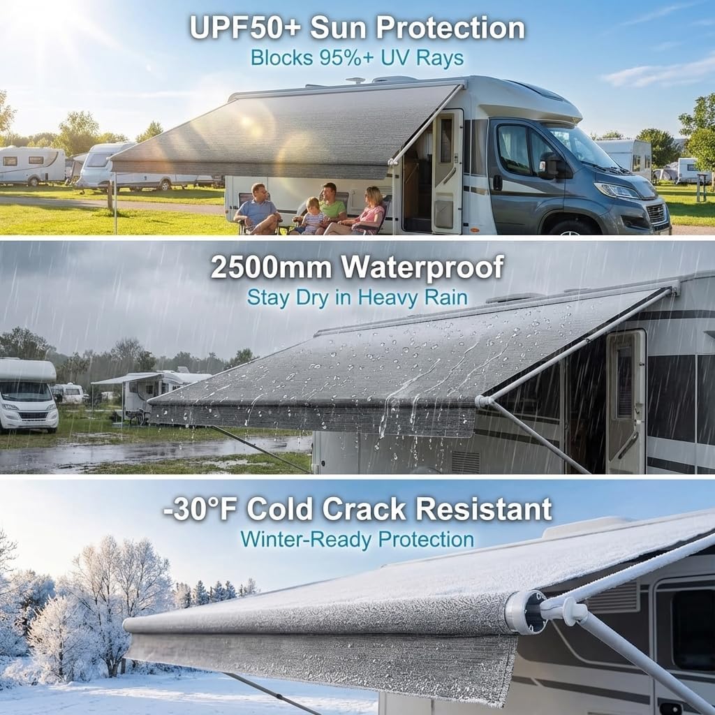 Thumbnail 1 de Luvioro RV Awning Fabric Replacement, 15' (14'2" Fabric) – Heavy-Duty, UV-Resistant & Weatherproof