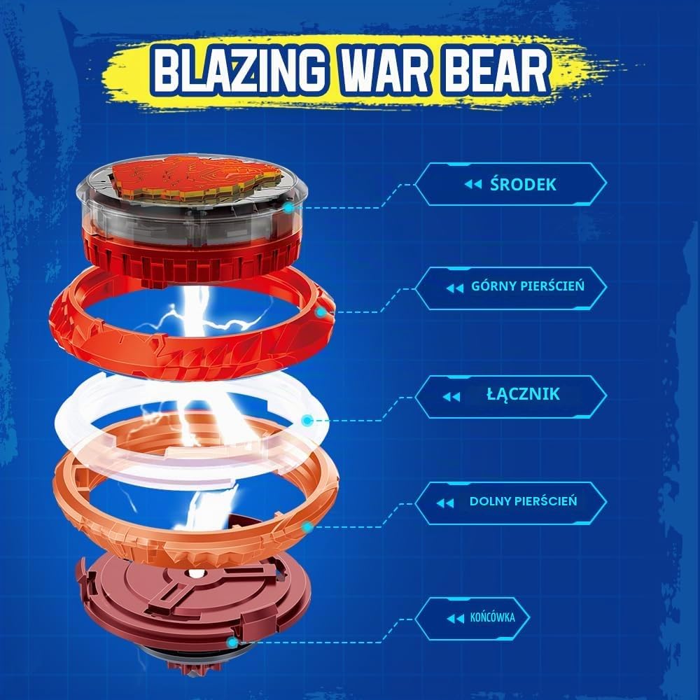 Thumbnail 2 de Infinity Nado Split Metal Toy Flaming Pack Blazing War Bear – metalowy bączek 2 w 1