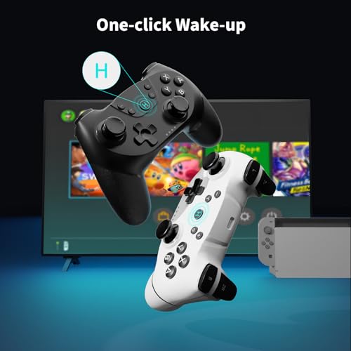 Thumbnail 6 de AceGamer 2pc Manette sans Fil pour Switch2/1/Lite/OLED – Double vibration, tir rapide et réveil d’un bouton (Noir & Blanc)