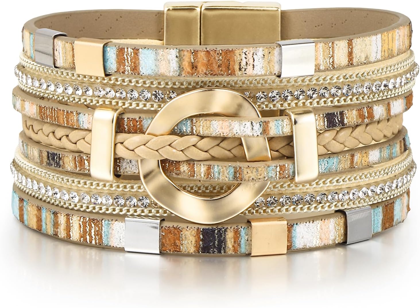 Detalle de Edoneery Leather Wrap Bracelet, 7.67-inch