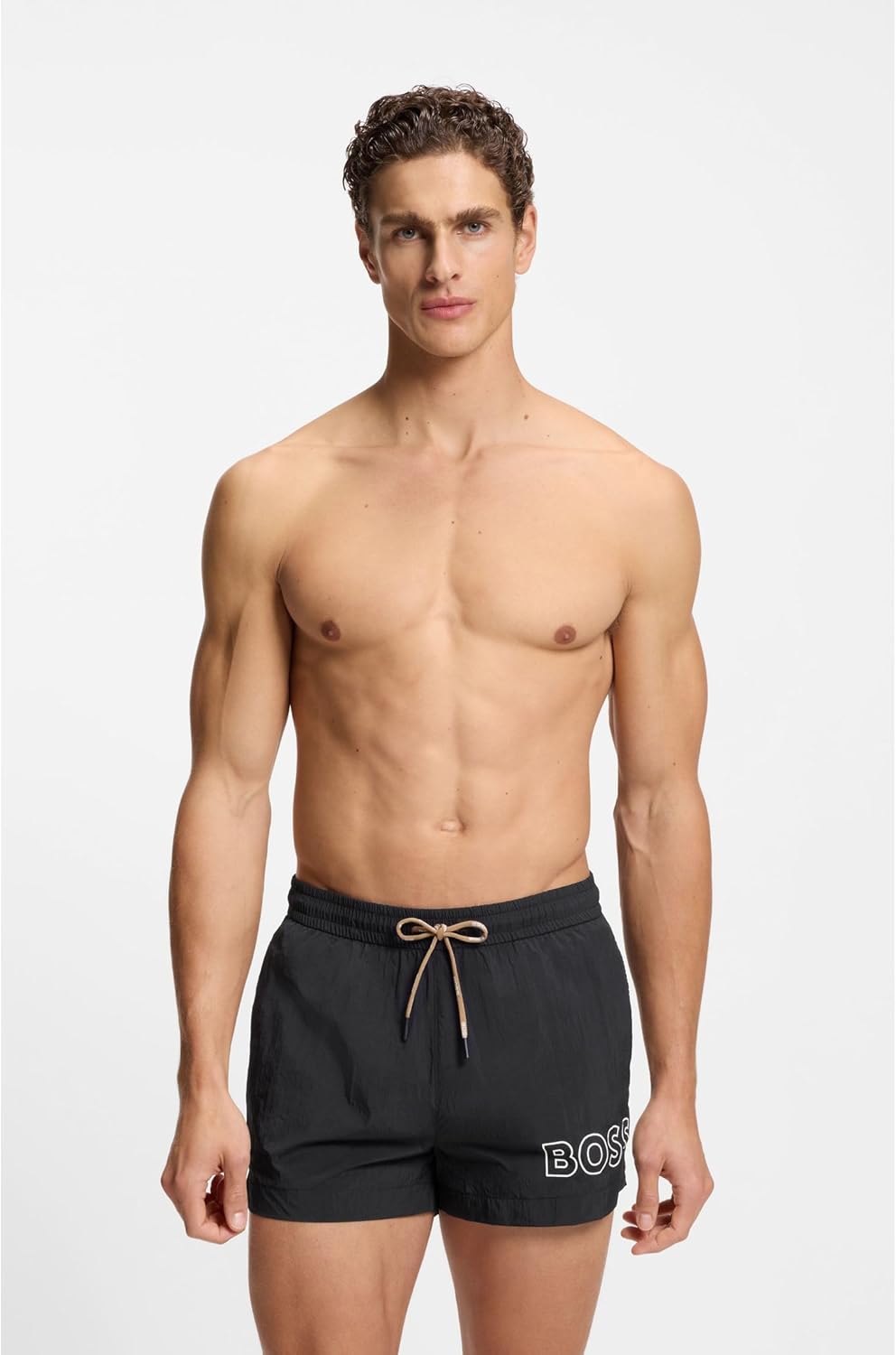Thumbnail 1 de BOSS Mens Mooneye Swim Shorts with Outline Logo Print