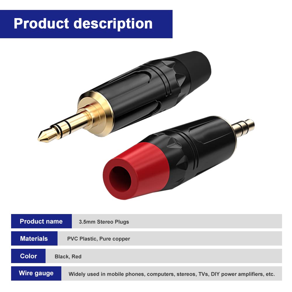 Thumbnail 1 de Xiatiaosann 3.5mm Audio Solder Plug – TRS 3-Pole Heavy Duty Jack (10 Pack)