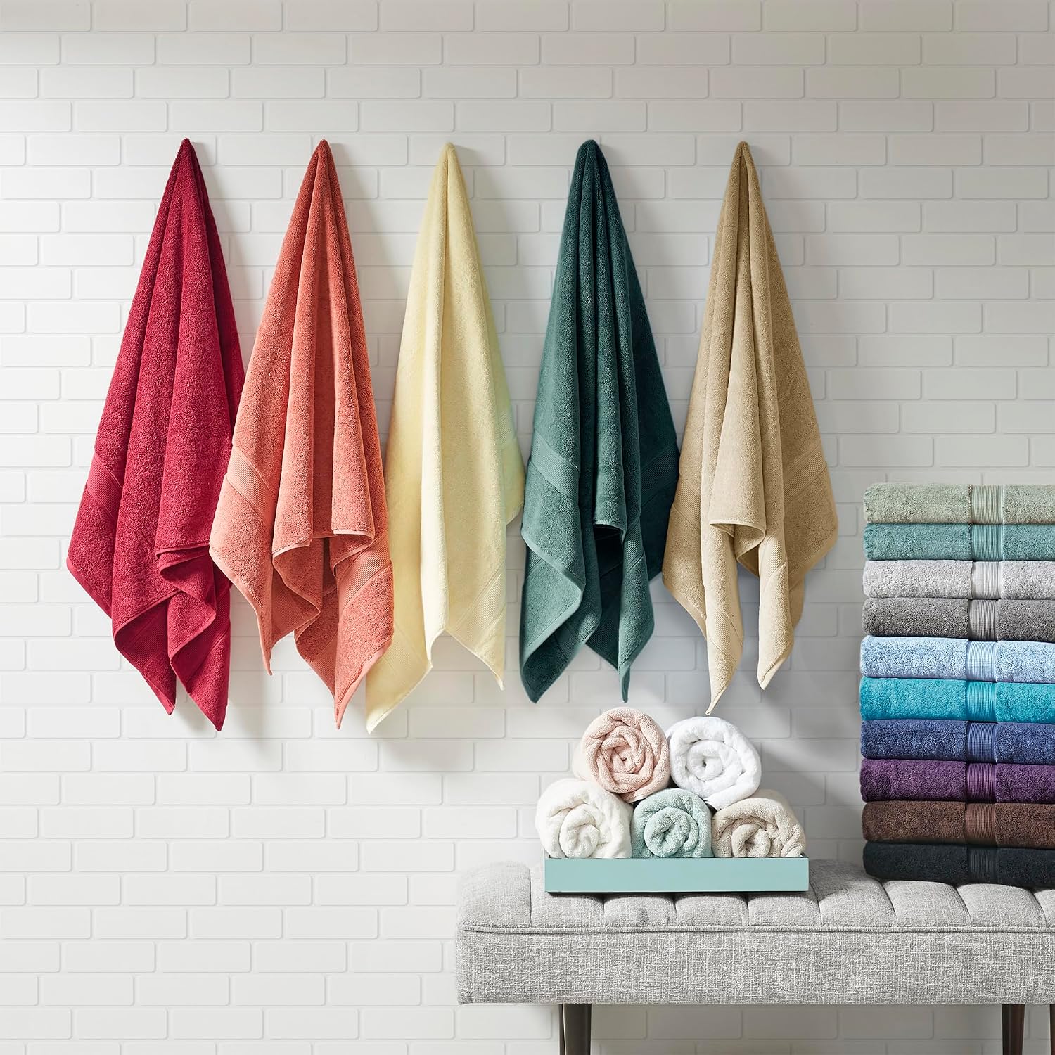 Detalle de Madison Park – zestaw 8 ręczników 800 g/m², 100% bawełna, Slate Blue
