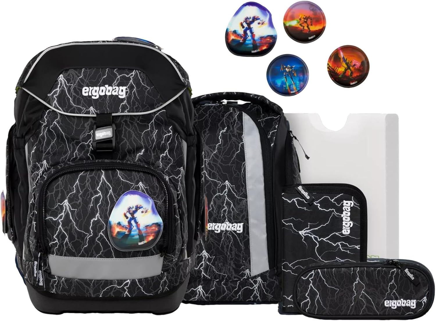 Detalle de ergobag Schulranzen-Set Pack Super ReflektBär – Schwarz