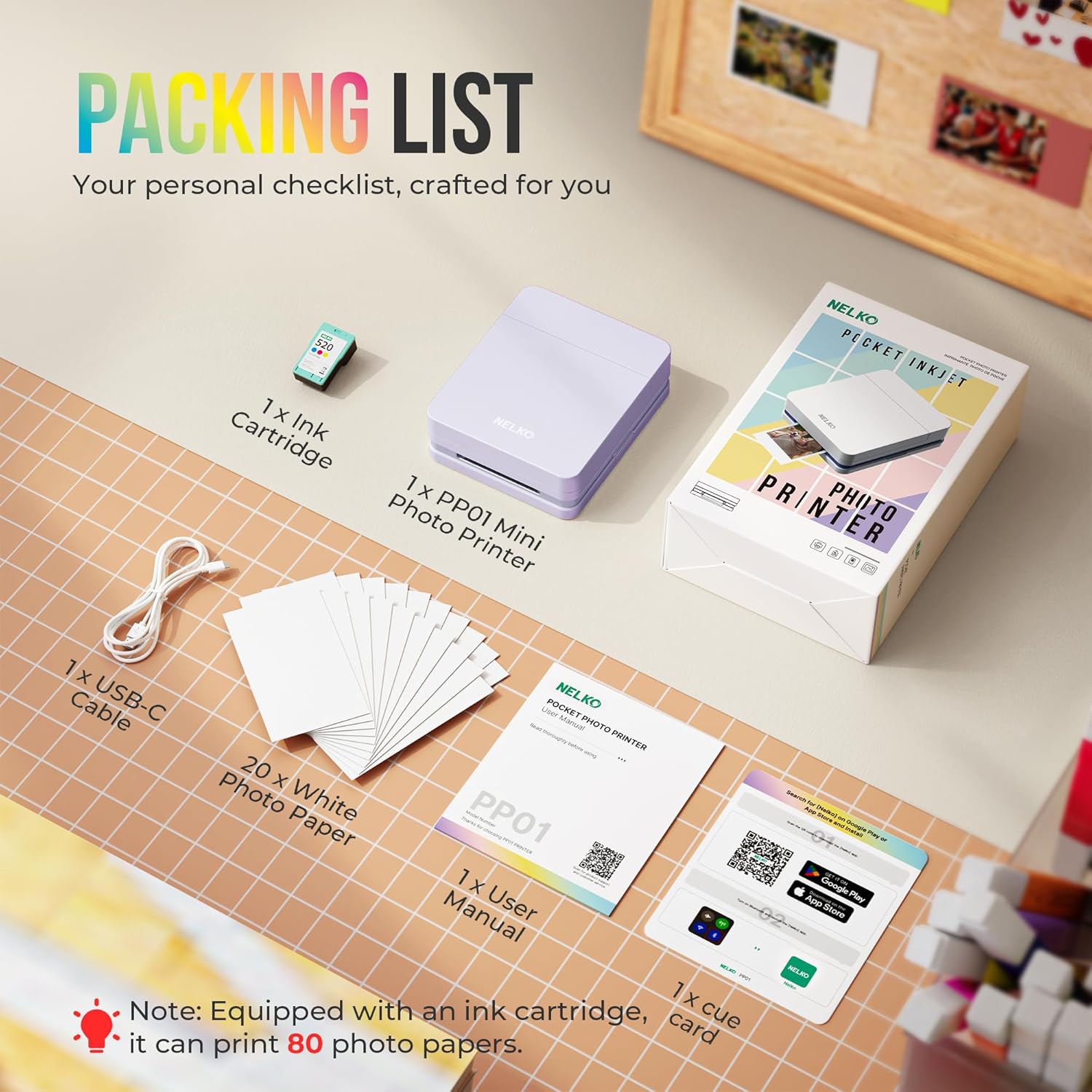 Thumbnail 4 de Nelko PP01 mini stampante fotografica portatile a colori (viola) con stampa da cellulare