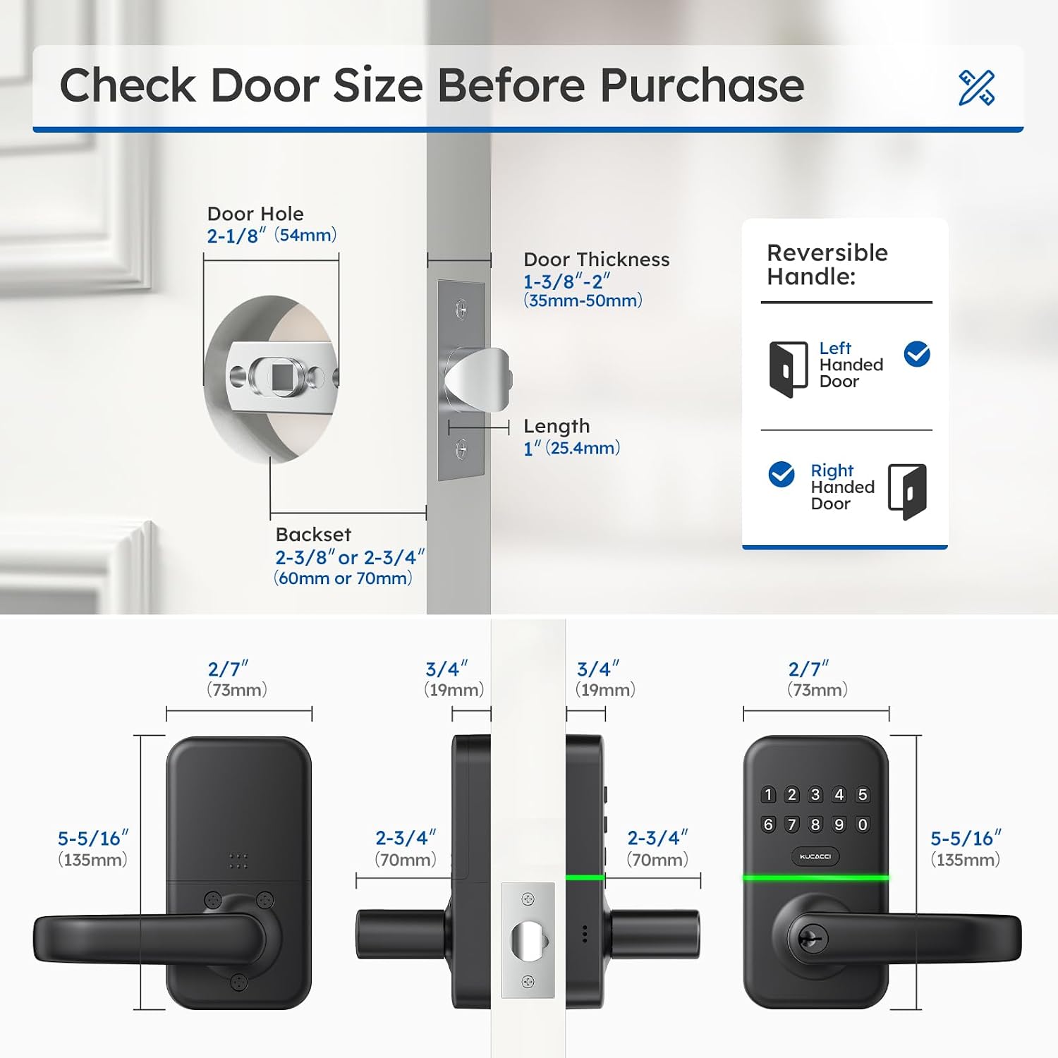 Detalle de KUCACCI Keypad Smart Door Knob with Auto-Lock and Backlit Keypad