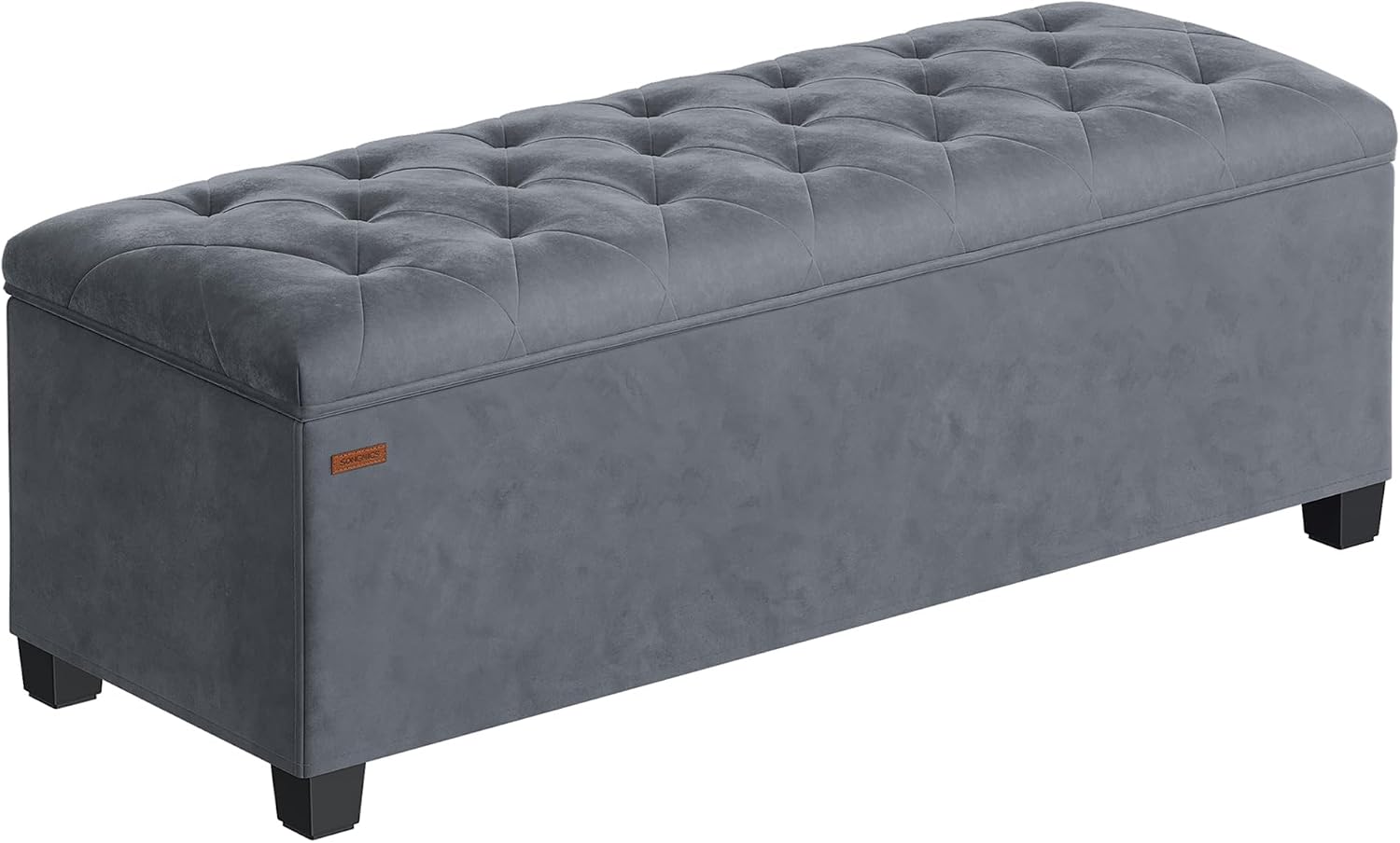 Detalle de SONGMICS Cassapanca pouf contenitore 40 x 110 x 39 cm con gambe in legno (LSF089G01) grigio ardesia