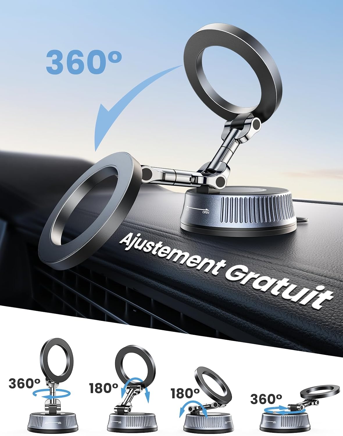 Detalle 2 de EOIWUY Support Telephone Voiture Magnétique 24 aimants