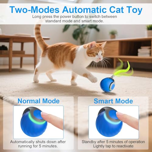 Detalle de Juguete Interactivo Gato Pelota Speedy Tail 2.0 de Kinizuxi (Azul) – Bola rodante recargable para gatos