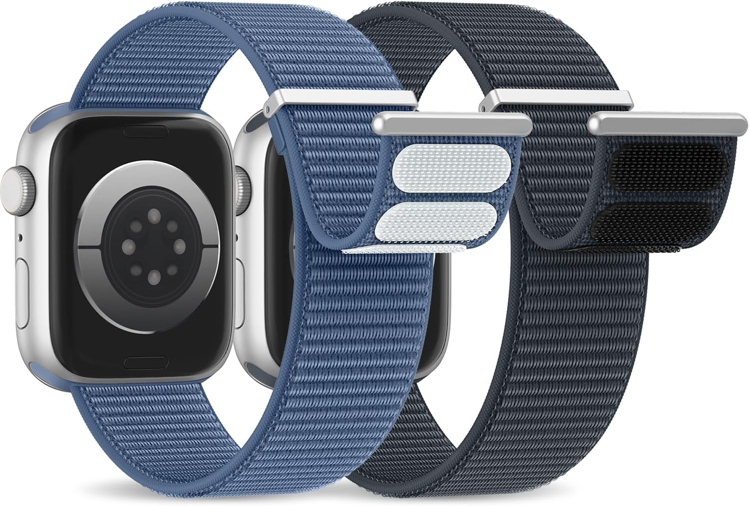 2 Stück Nylon-Armband kompatibel mit Apple Watch – Sport Loop mit Klettverschluss