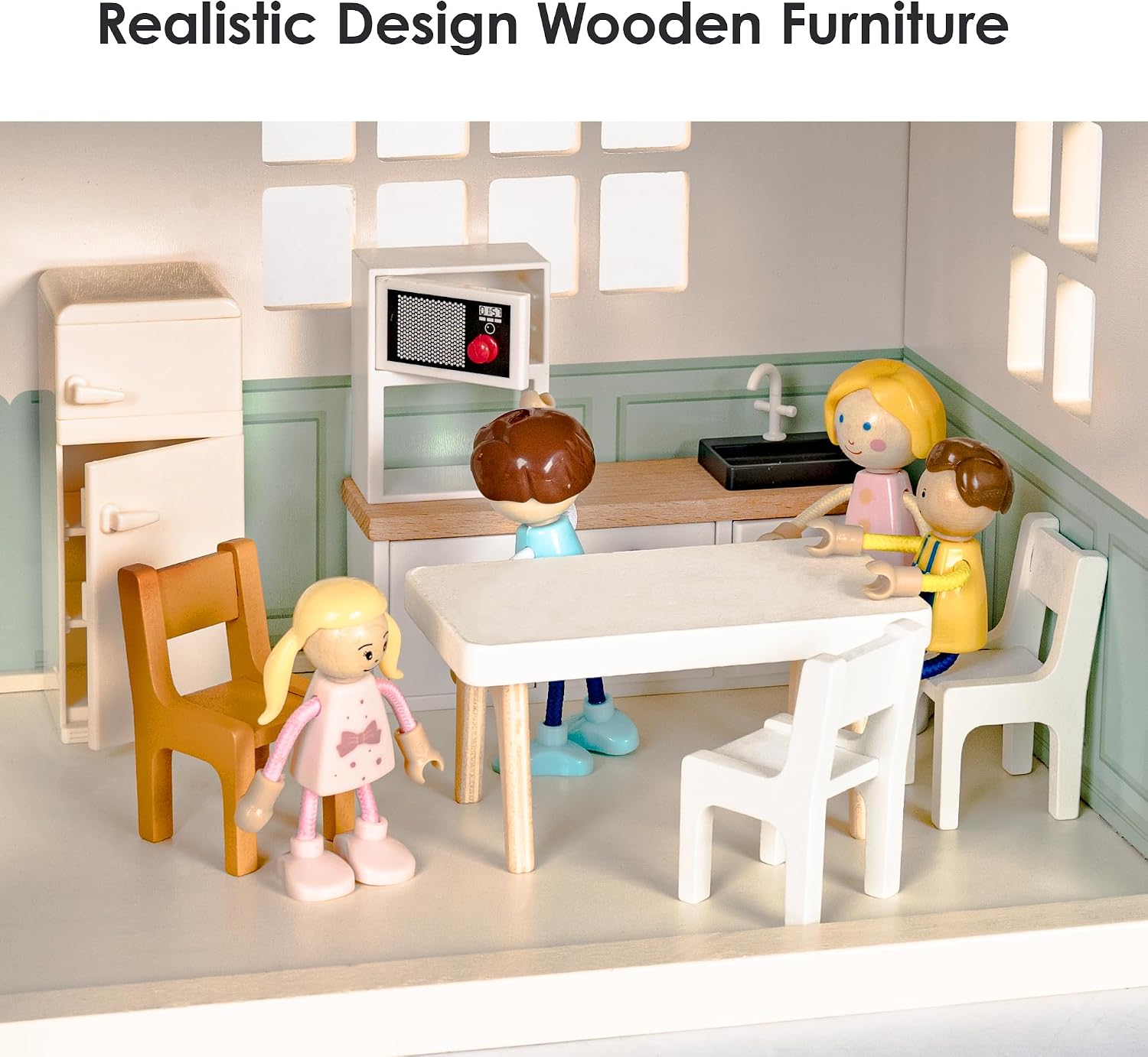 Thumbnail 5 de Wooden Dollhouse for Kids: 6-Room Modern Open-Plan Playset with 26 Furniture Pieces