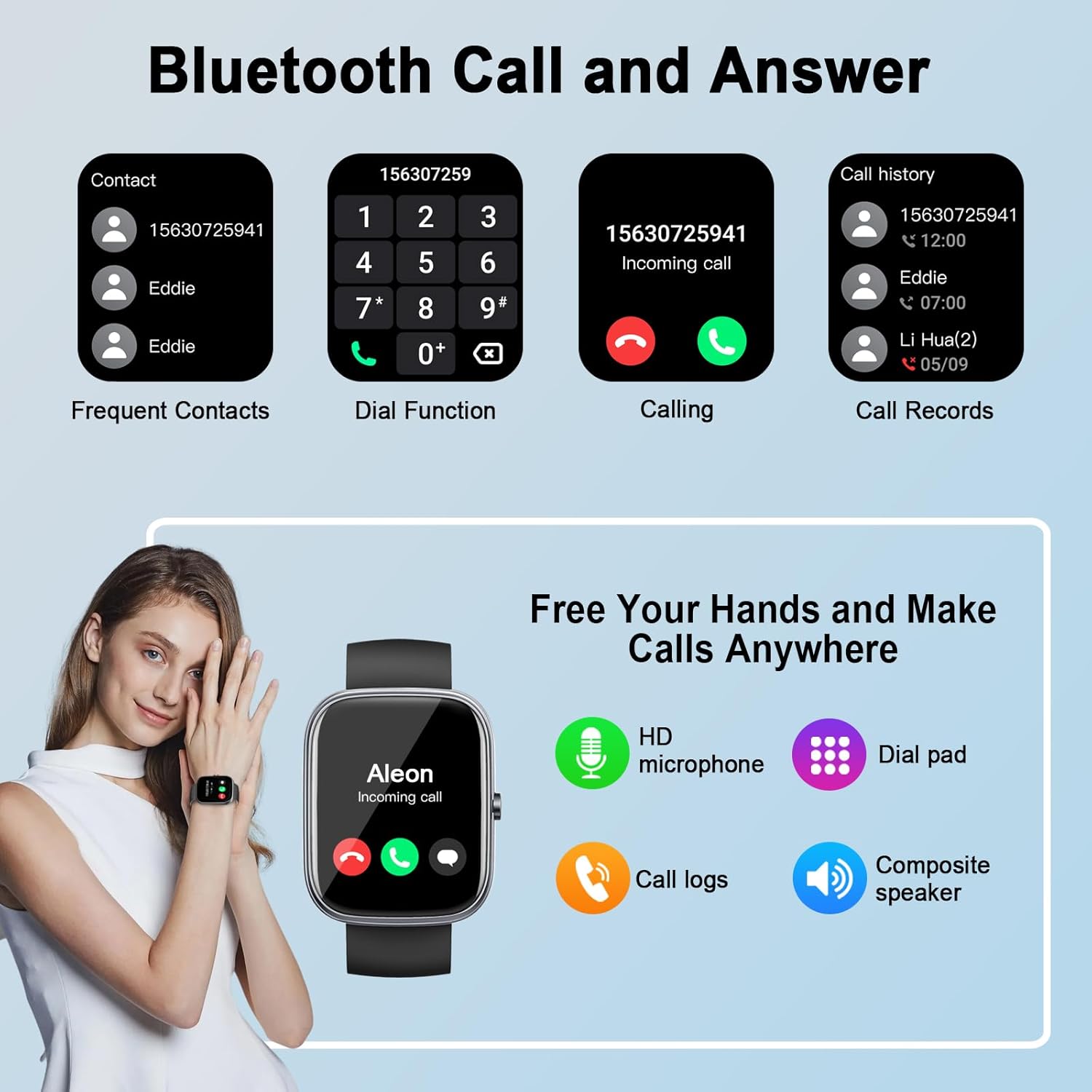 Detalle de Smart Watch for Men Women (Answer/Make Call) with 1.91" HD Screen — 110+ Sport Modes, IP68