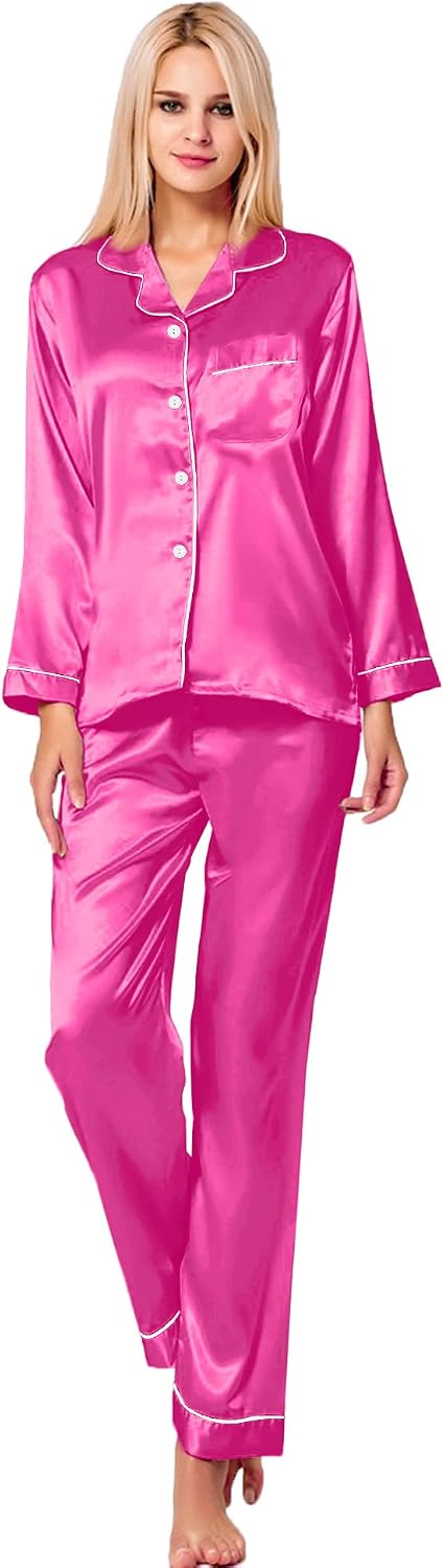 Detalle de SWOMOG Silk Satin Pajamas Set XS-3XL