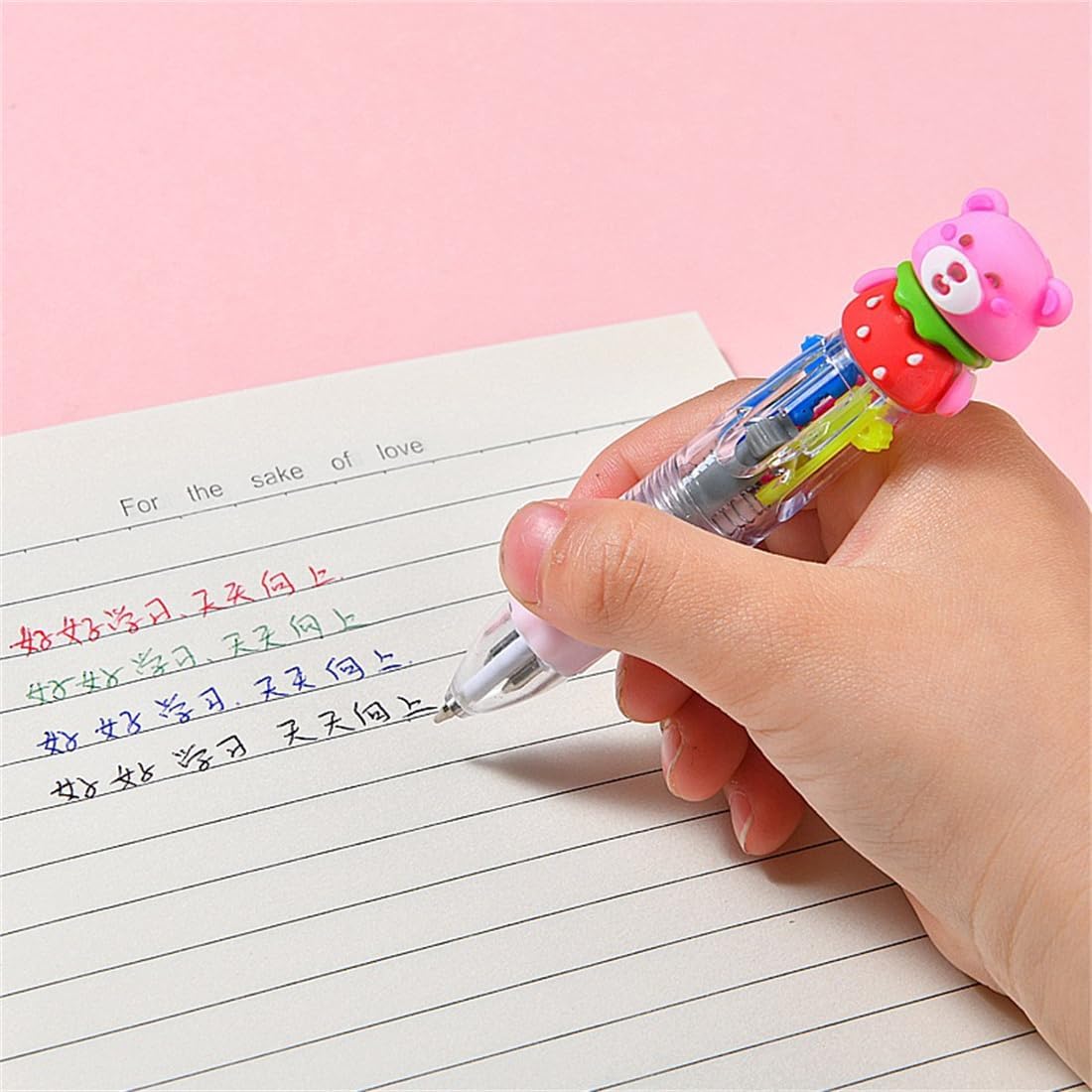 Thumbnail 6 de Arthink 50-Pack of Mini Multicolour Pens (4-in-1) – Kawaii Animal Button Ballpoint Set for Kids