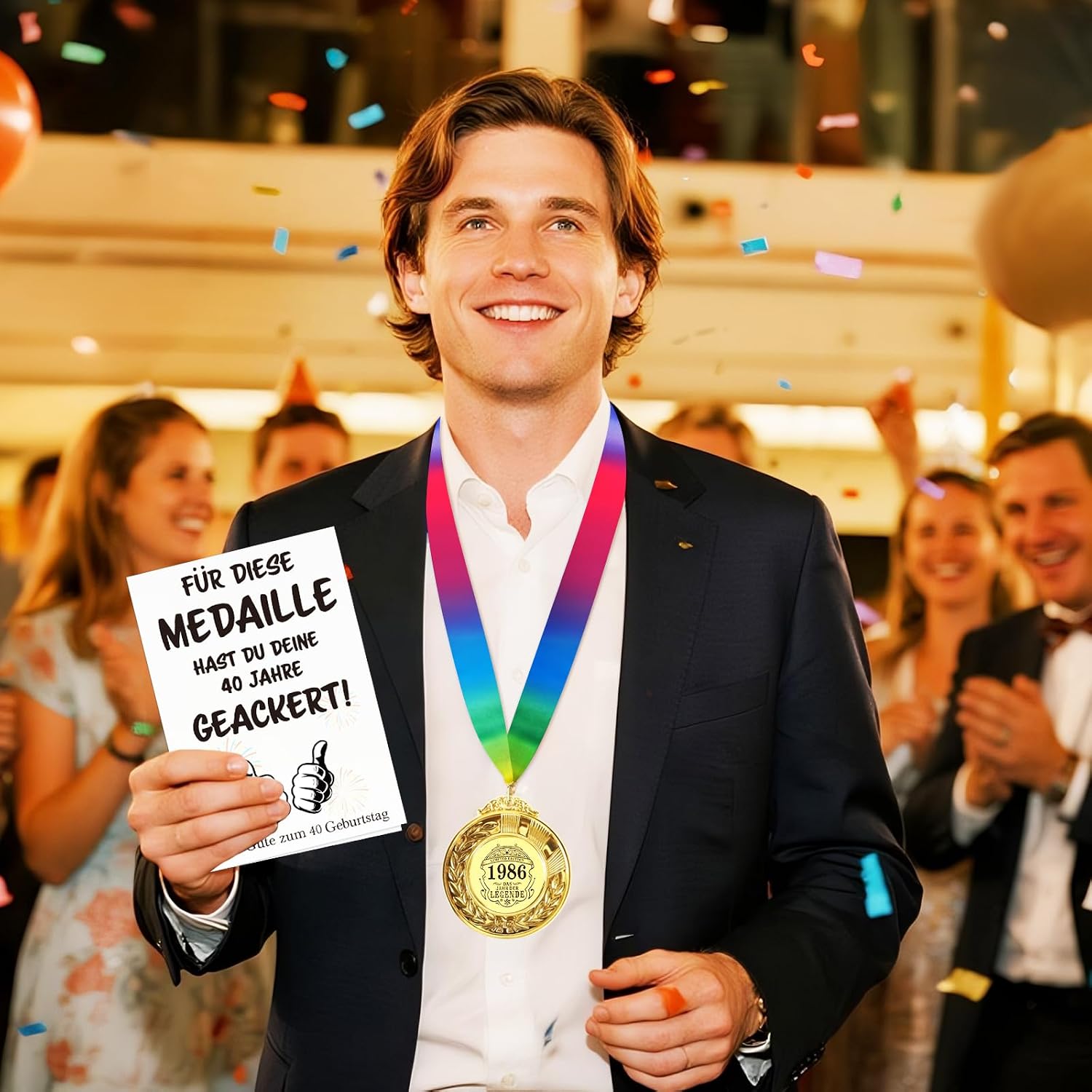 Thumbnail 1 de WenmthG 40 Geburtstag Geschenkset mit Medaille, Karte und Umschlag – Alles Gute zum 40. Geburtstag