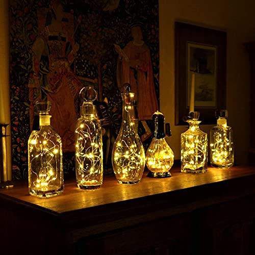 Detalle de HELESIN 12 Luci per Bottiglie: kit decorazione natalizia con 12 stringhe da 2 m e 20 LED Bianco Caldo