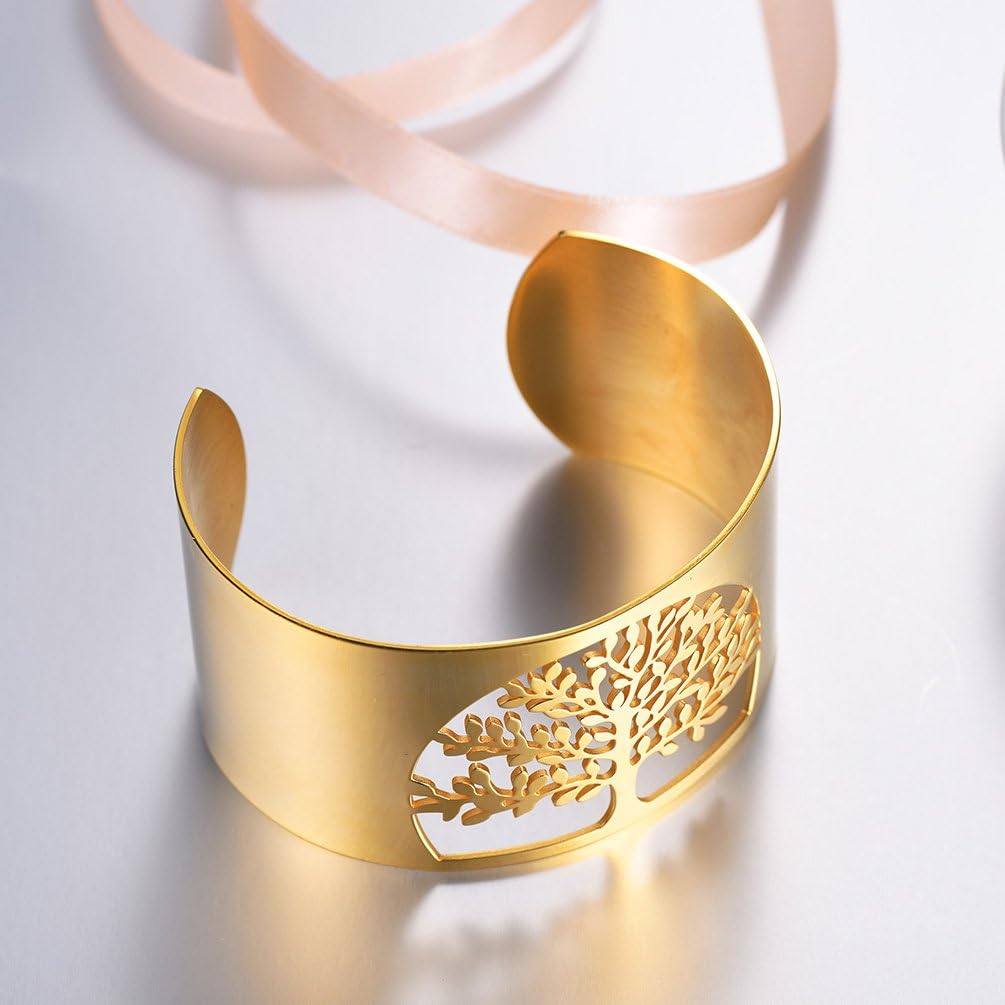 Thumbnail 6 de PROSTEEL anello-bracciale aperto regolabile unisex Albero della Vita in acciaio e placcato oro 18K (confezione regalo)
