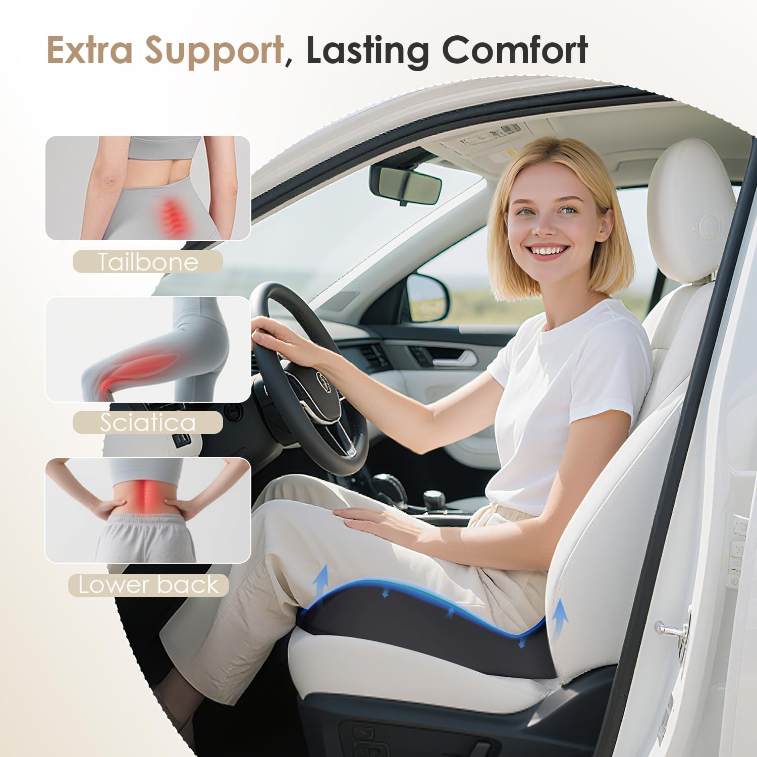 Detalle de FLORICH Car Seat Cushion, Memory Foam