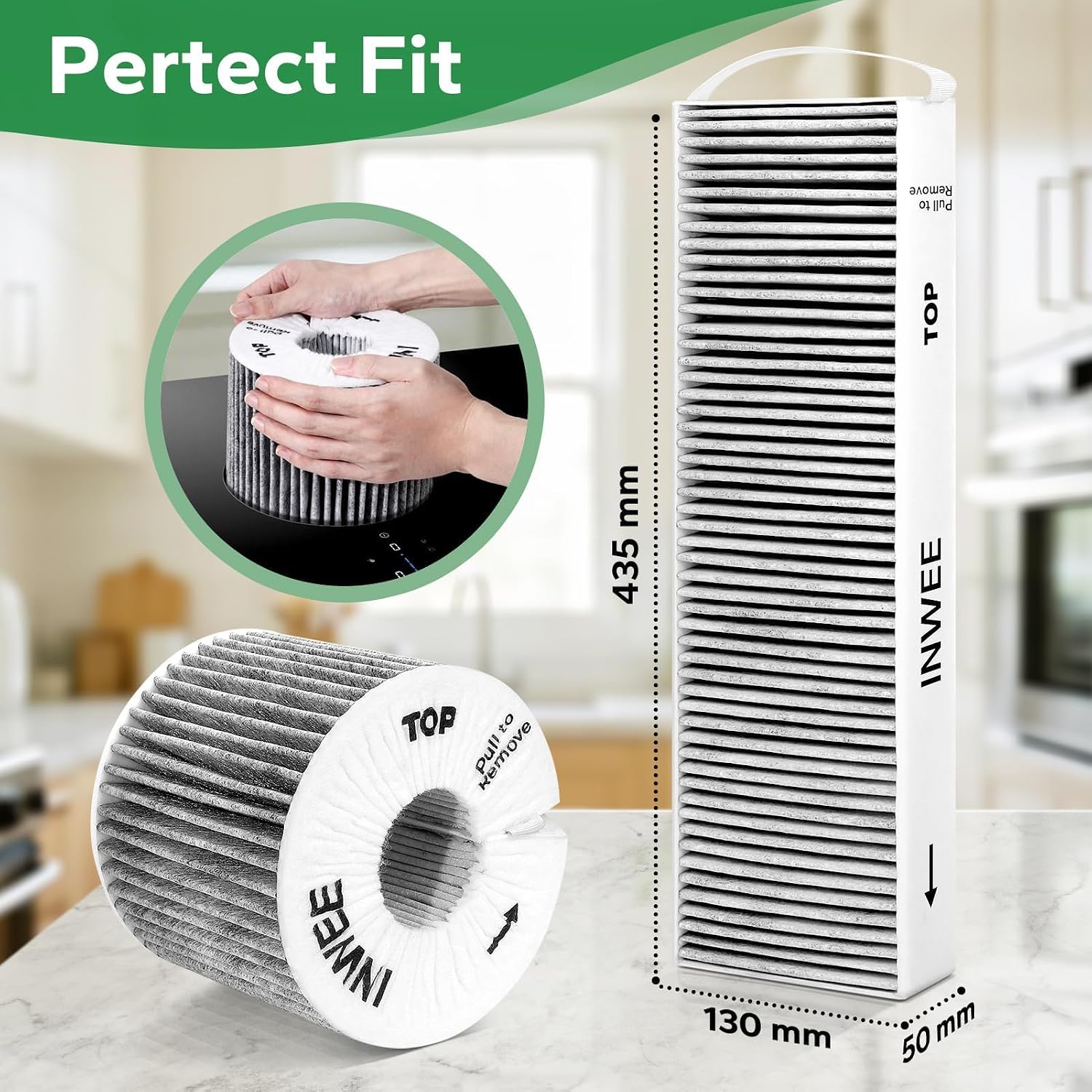 Thumbnail 1 de Inwee HK24A8250-A actievekoolfilter voor BORA Pure, 435 x 130 x 50 mm