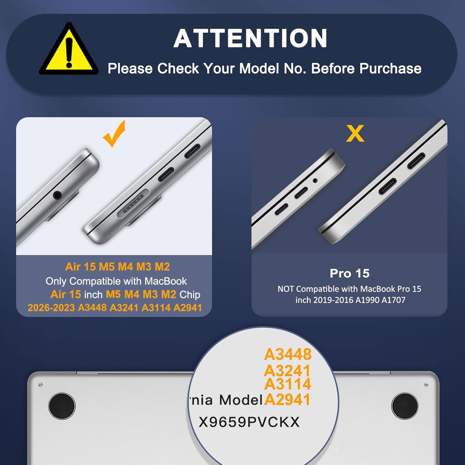 Thumbnail 1 de MOSISO Hülle für MacBook Air 15 Zoll (M2/M3/M4/M5, 2023–2026) – Mitternachtsklar, ultradünn, präzise Passform