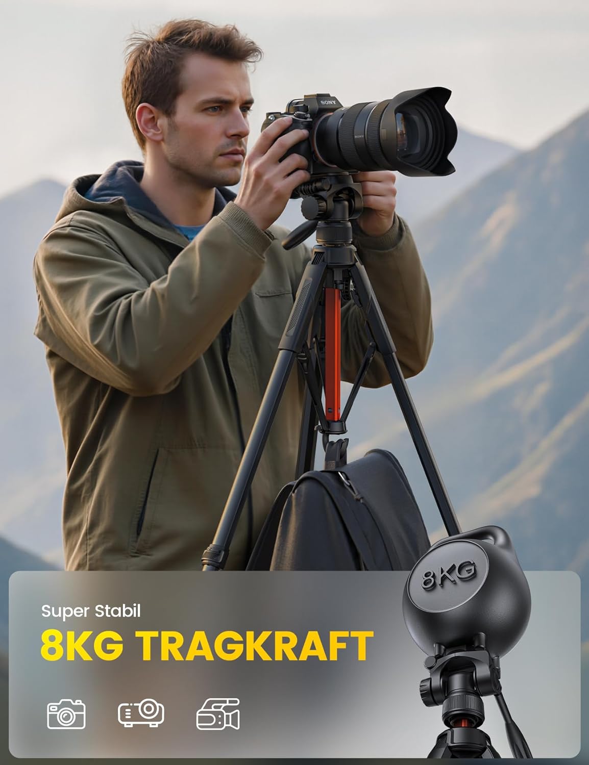 Detalle 2 de Lamicall Stativ Kamera mit 8 kg Tragkraft