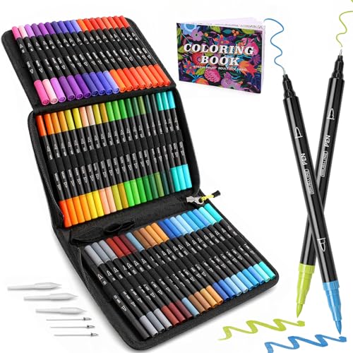 Laconile 72 Rotuladores Lettering: juego dual tip brush pen para colorear y lettering